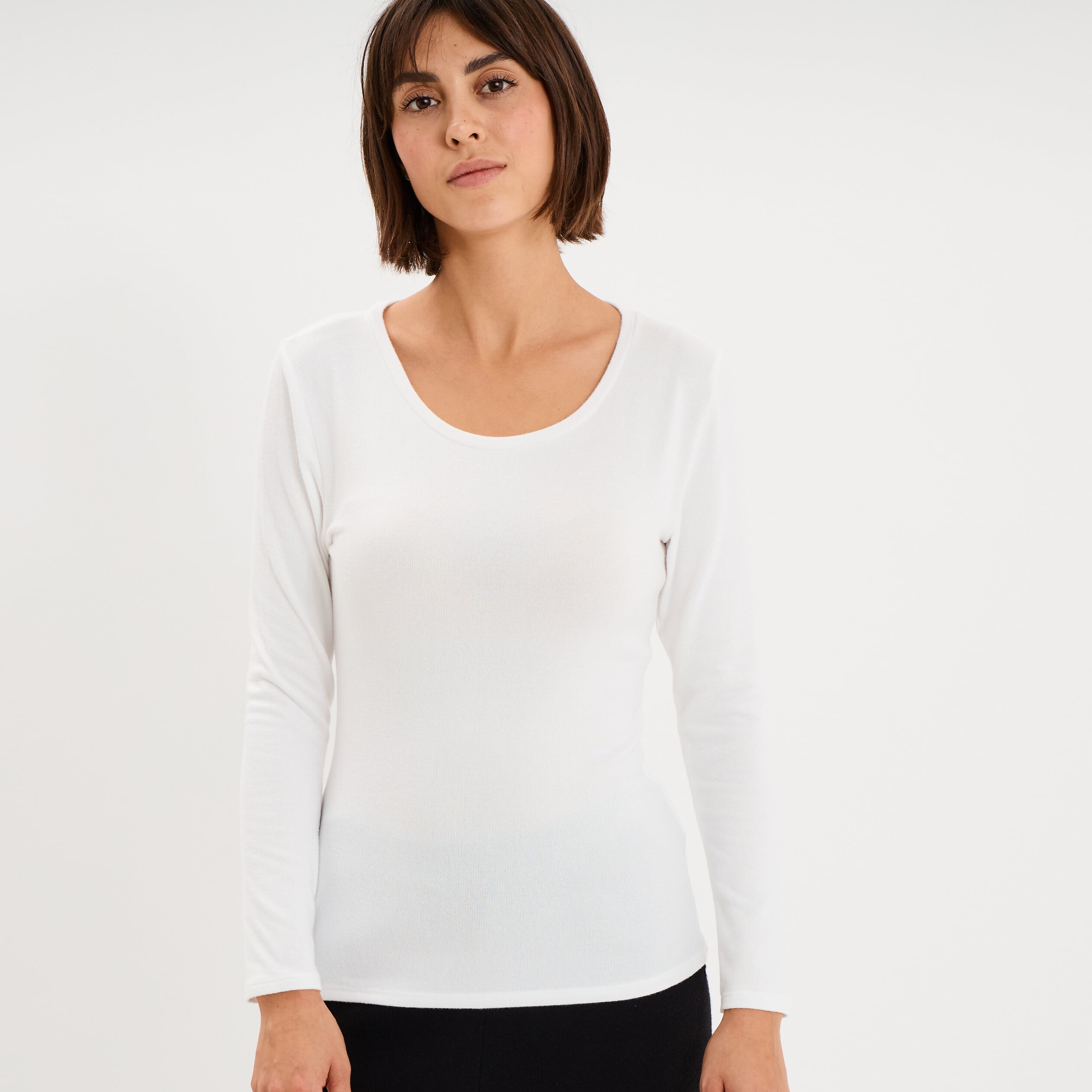 T-shirt thermique manches longues blanc femme