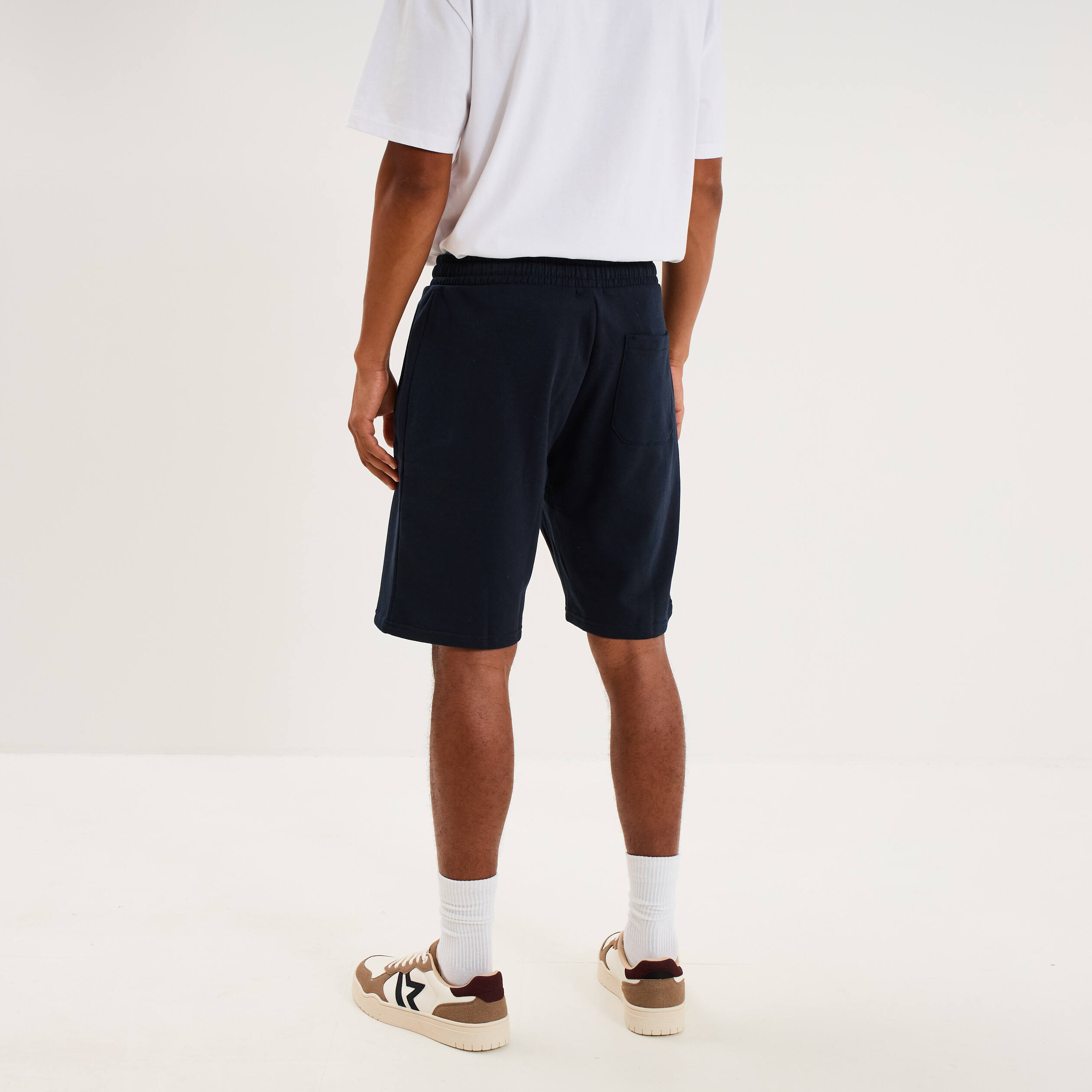 Short jogging molleton droit bleu marine homme