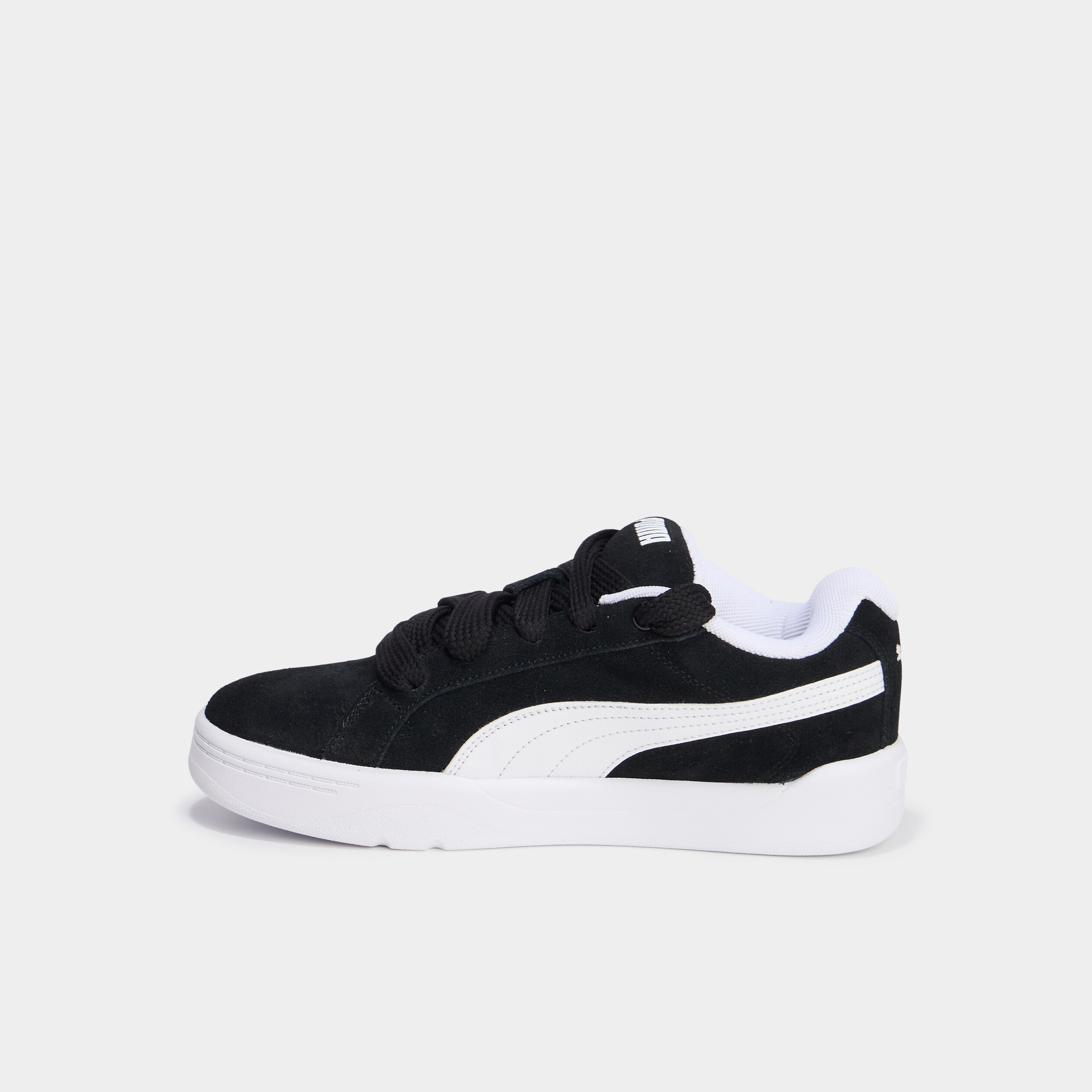 Baskets basses &agrave; lacets en cuir Puma noir gar&ccedil;on