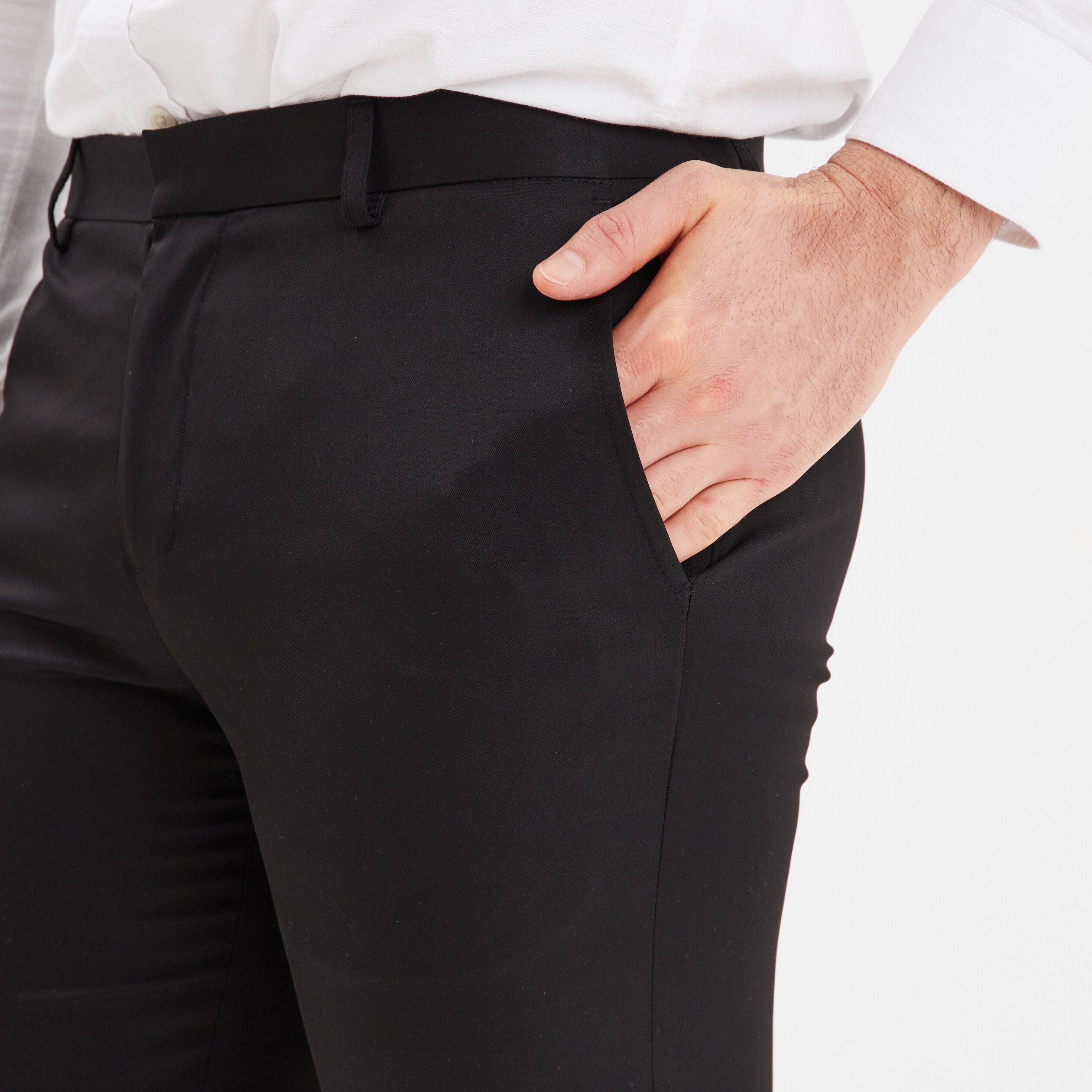 Pantalon droit avec pinces noir homme