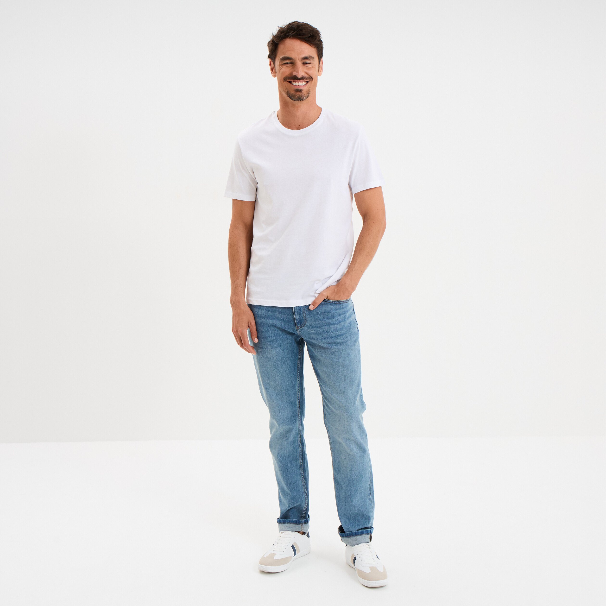 T-shirt en coton manches courtes blanc homme