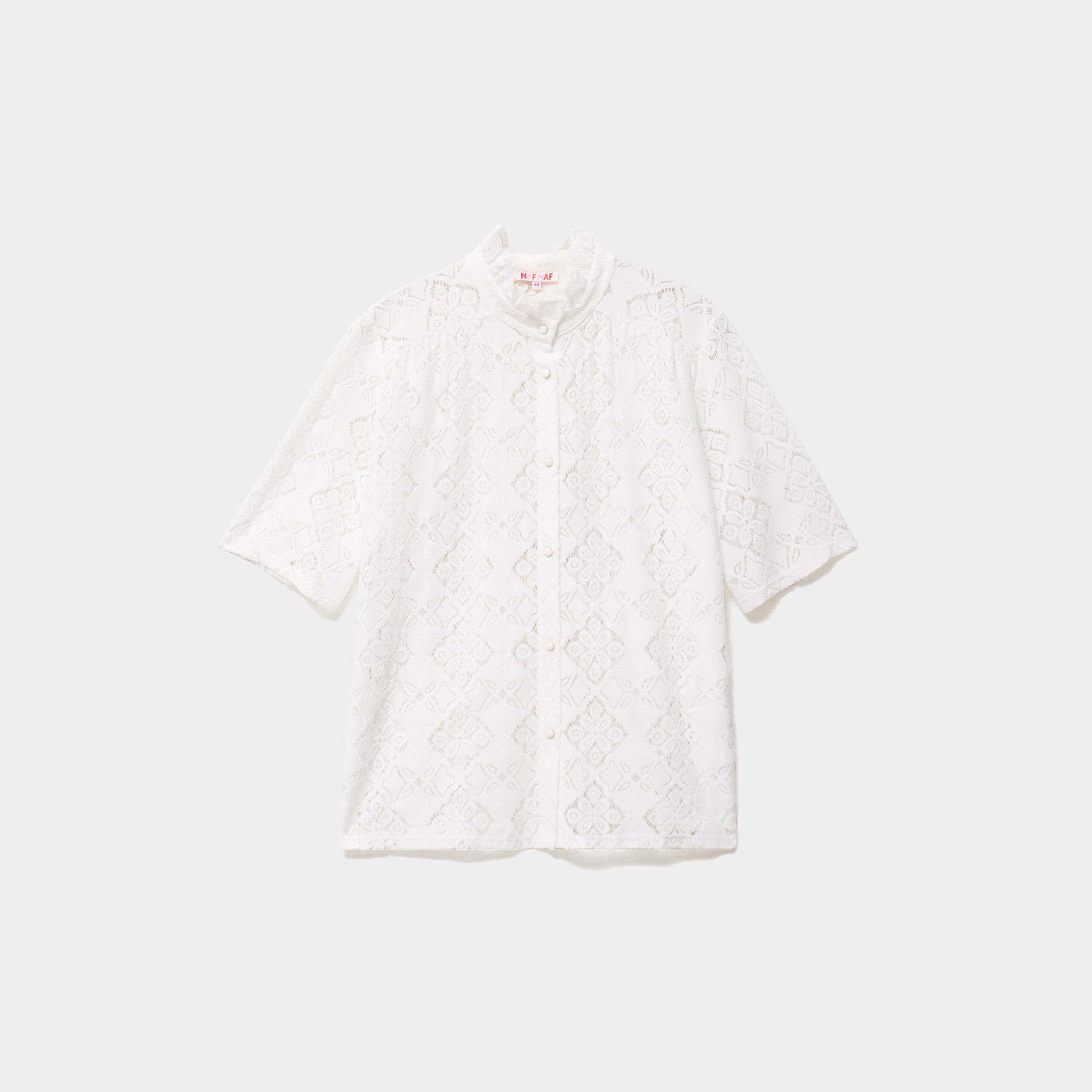 Chemise en dentelle col victorien blanc femme