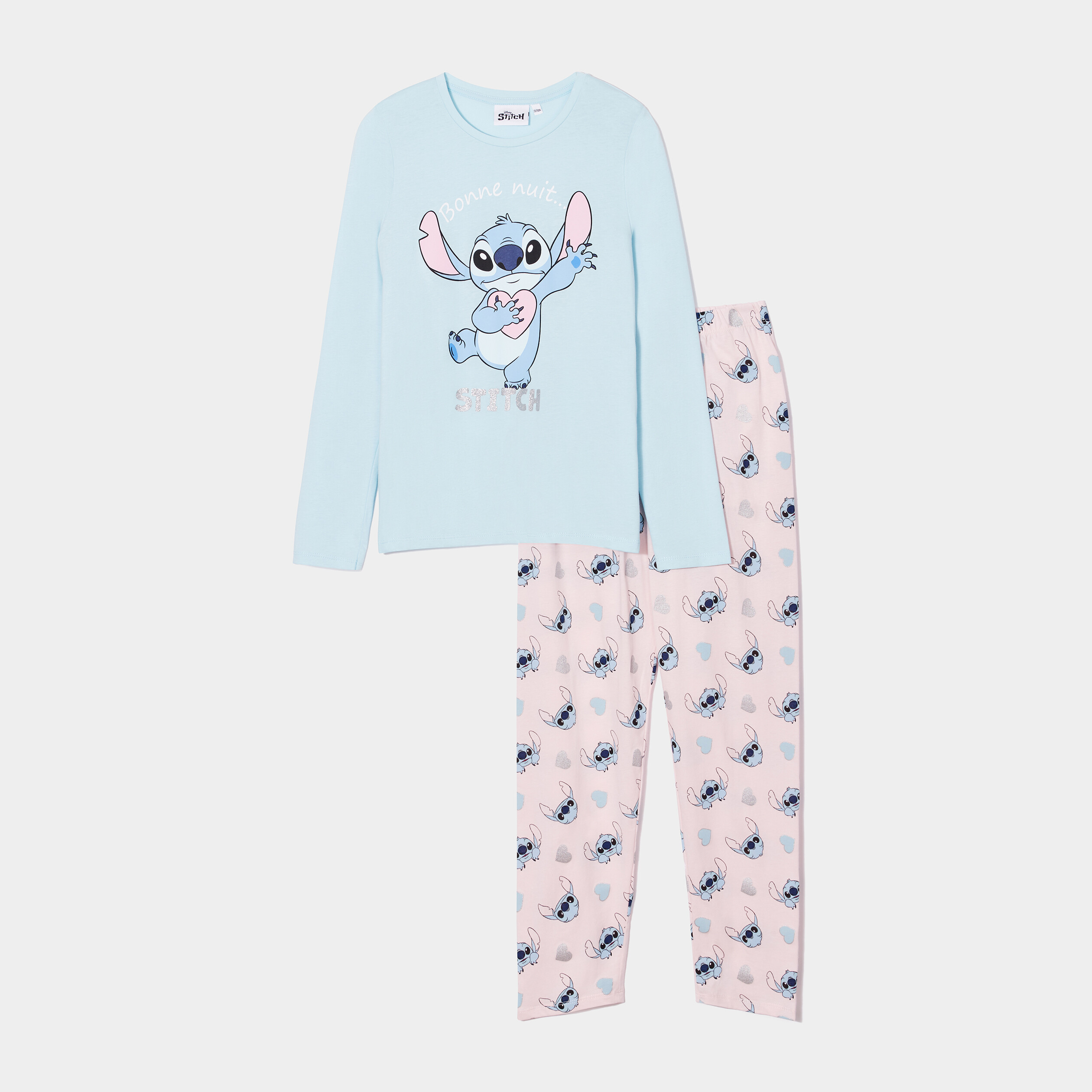 Ensemble pyjama pantalon Stitch coton bleu fille