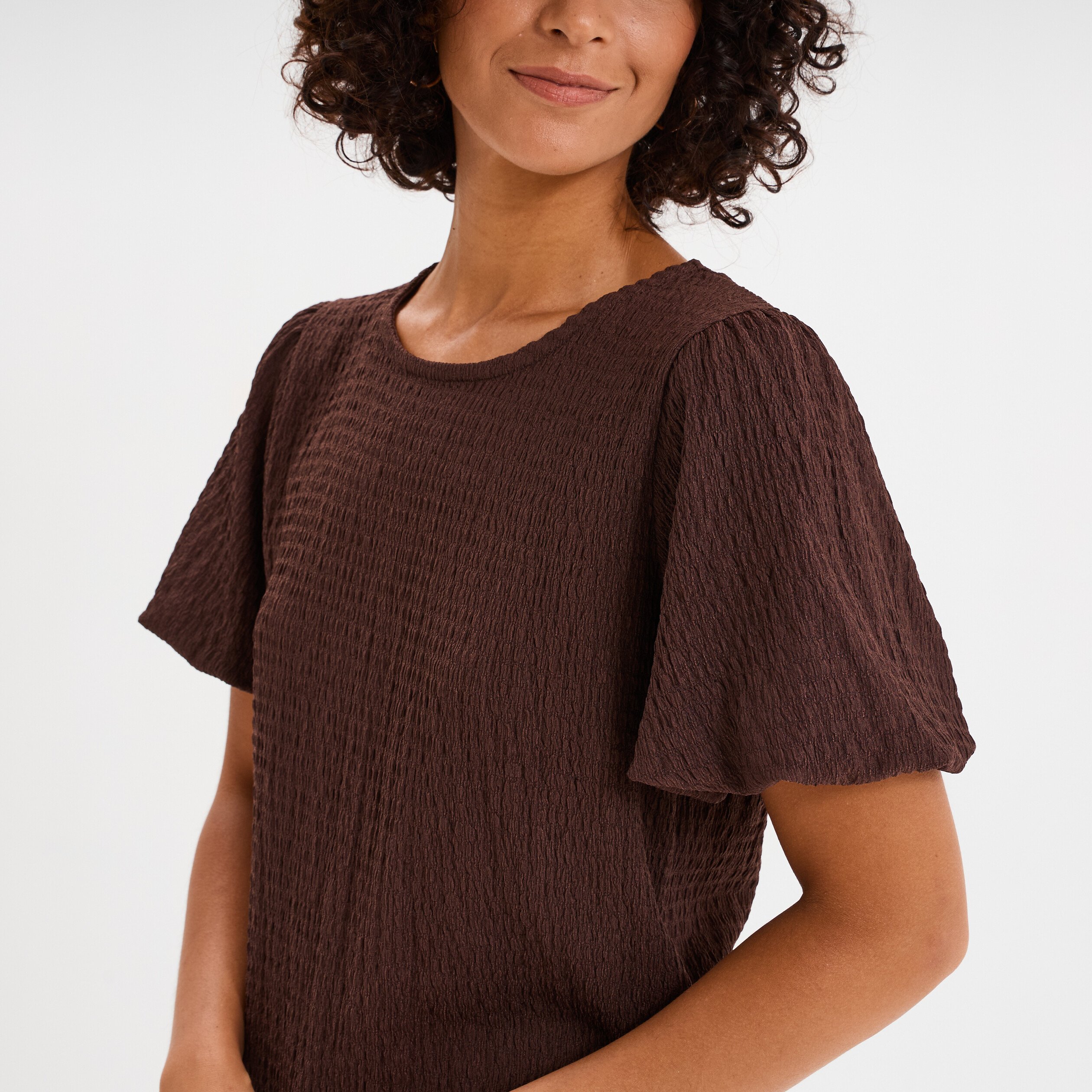 t shirt manches courtes ballons marron fonce femme T-shirt manches courtes ballons marron foncé femme