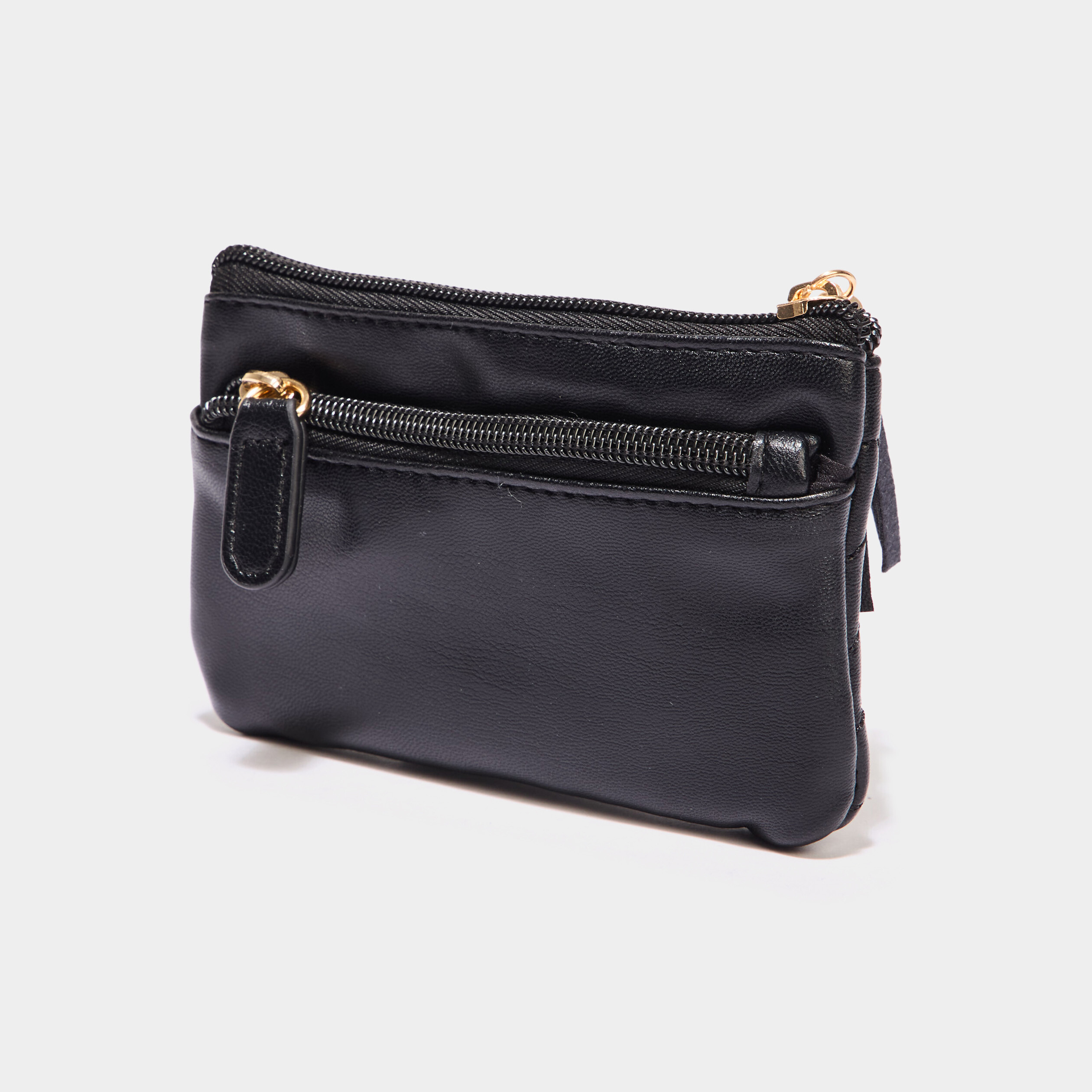Porte-monnaie matelass&eacute; noir femme
