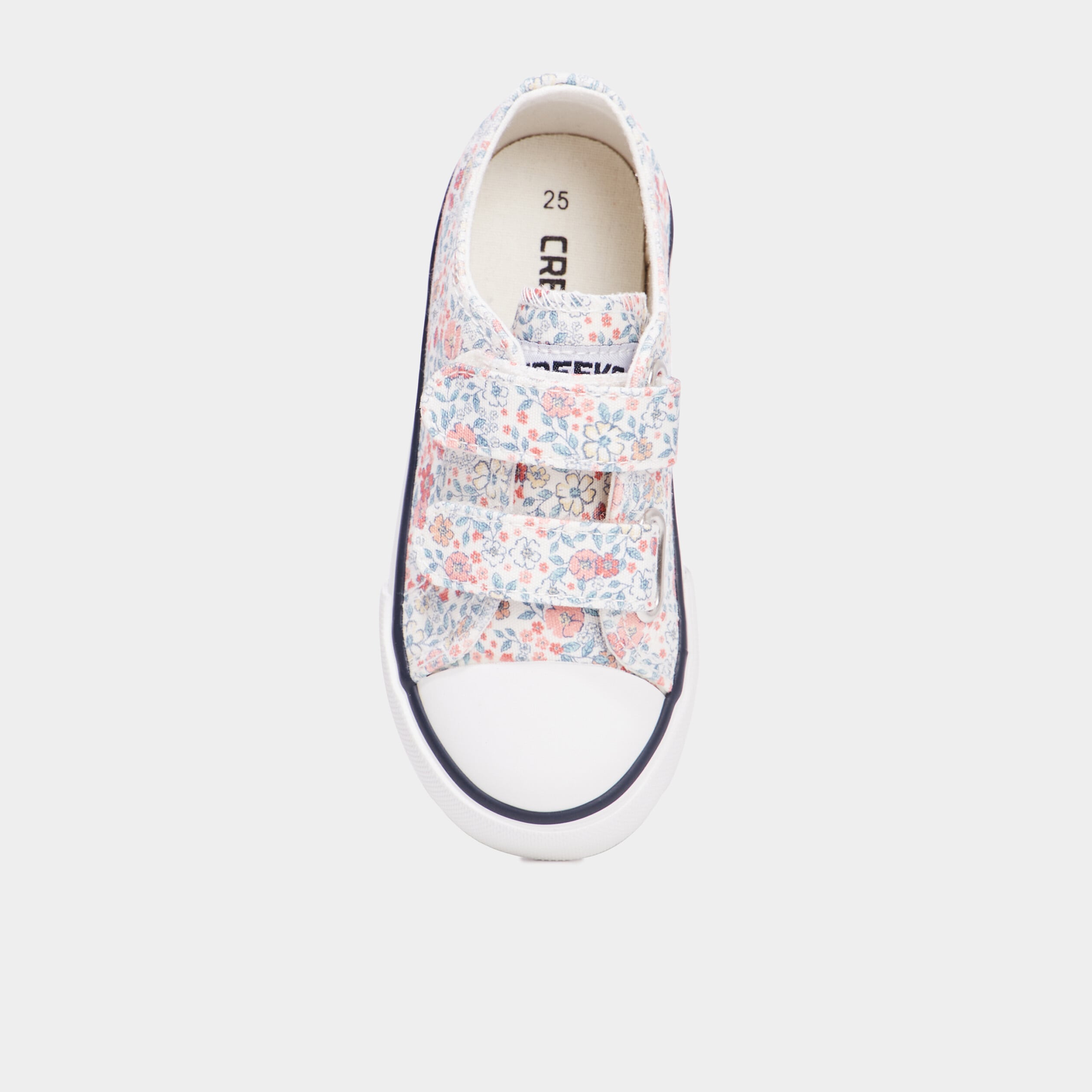Baskets toile &agrave; scratchs bout renforc&eacute; ecru fille