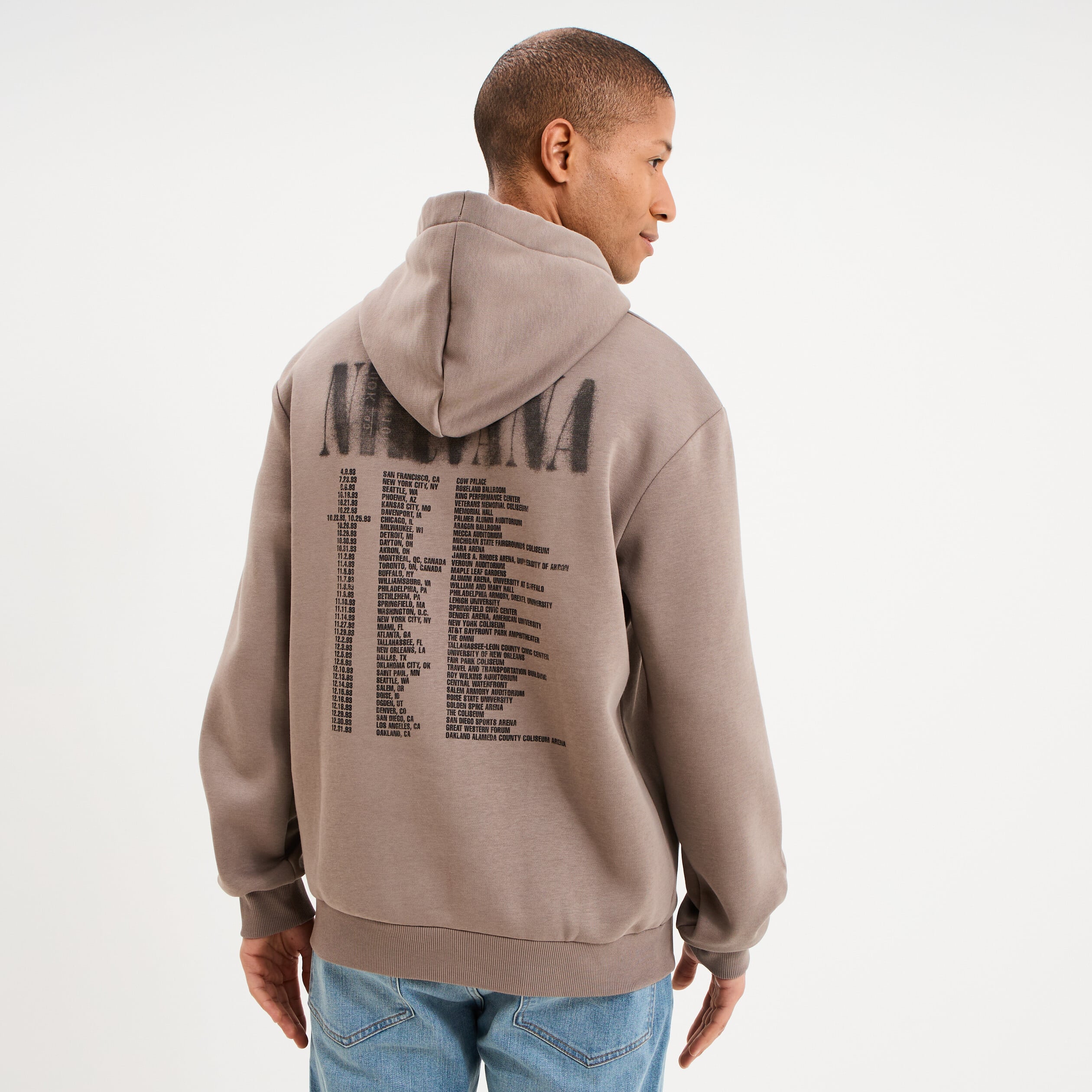 Sweat hoodie molleton 1 poche Nirvana taupe homme
