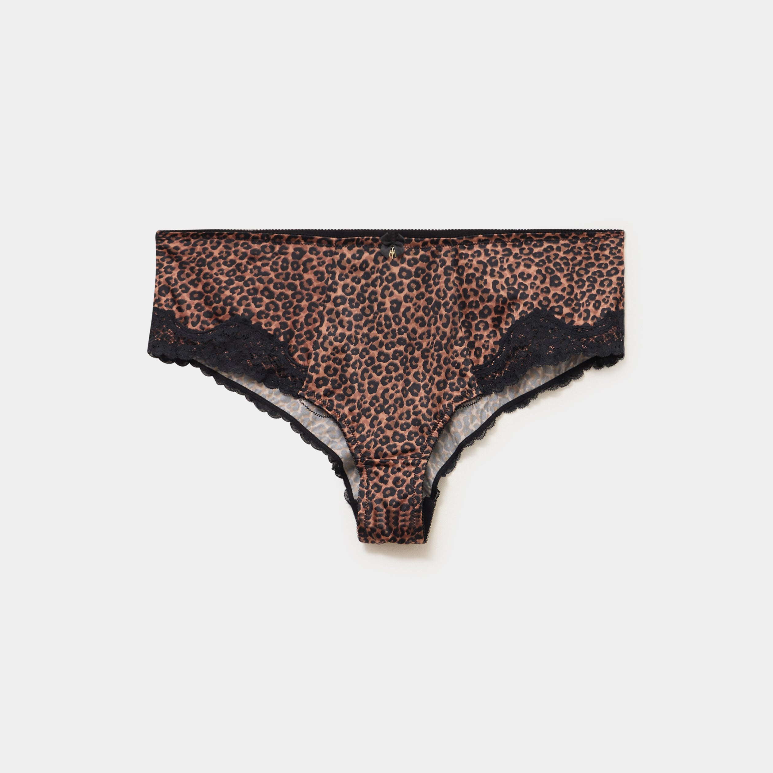 Shorty effet satin avec dentelle marron femme grande taille
