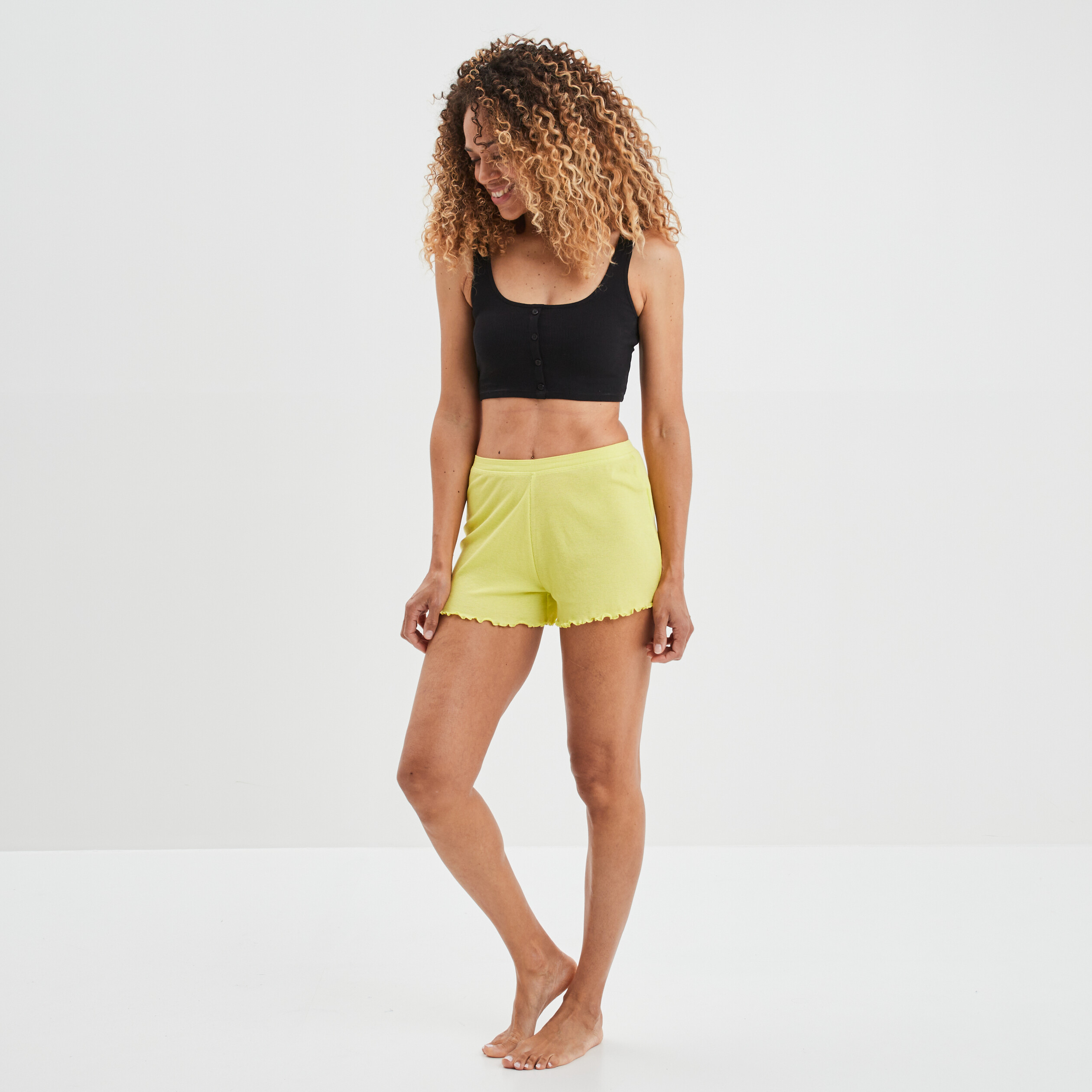 bas de pyjama short vert fluo femme Bas de pyjama short vert fluo femme