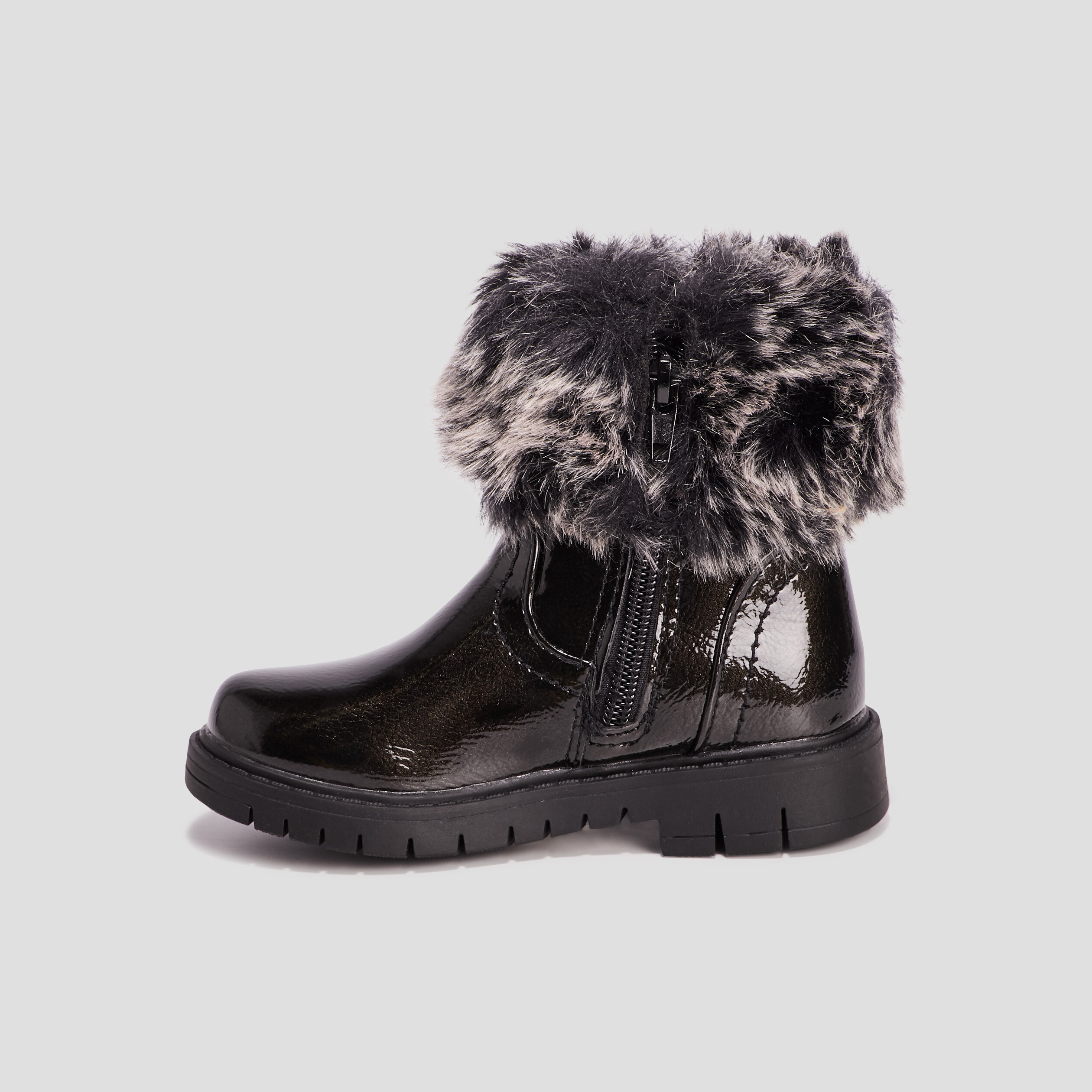 Bottines zippées vernies noir fille