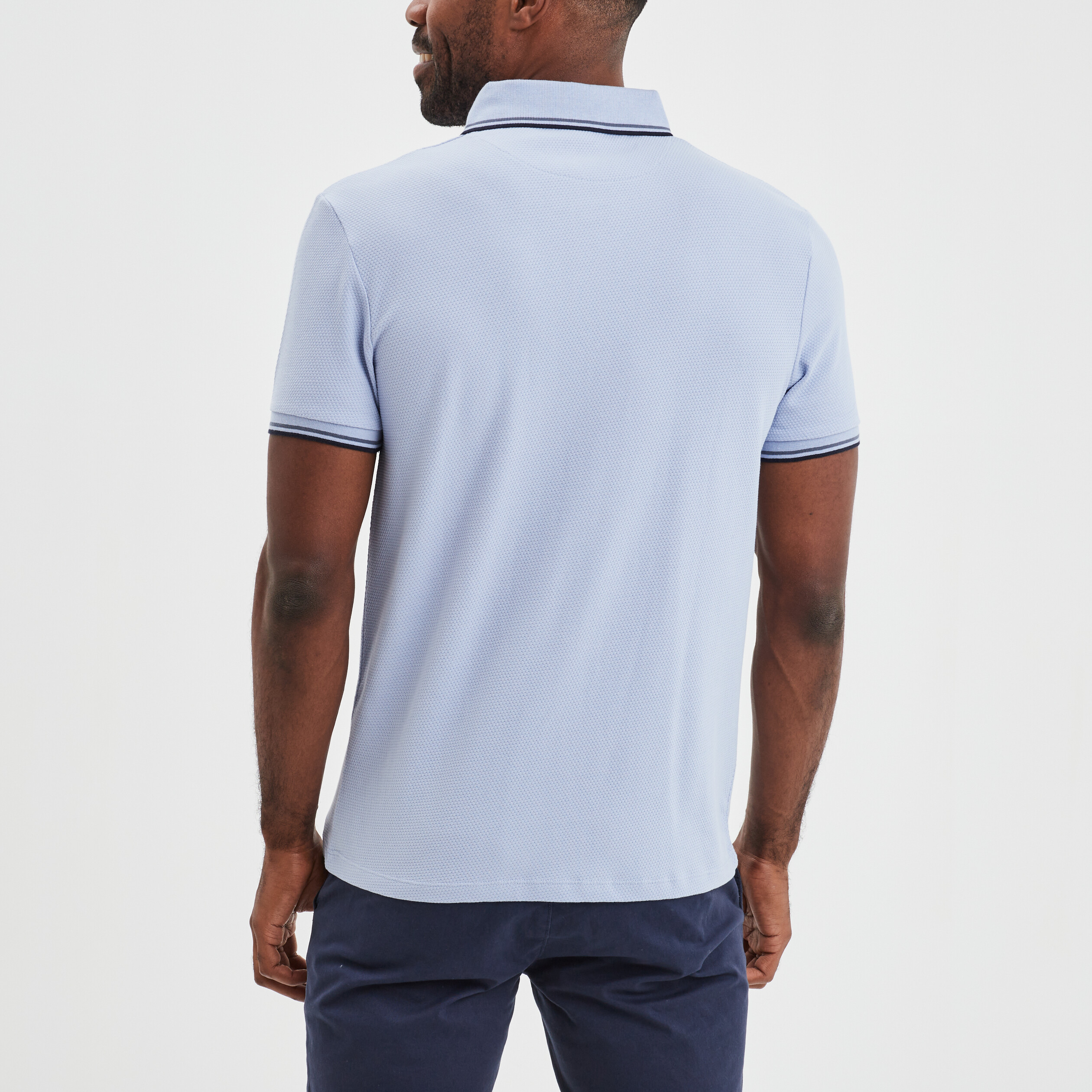 Polo manches courtes 1 poche coton bleu ciel homme
