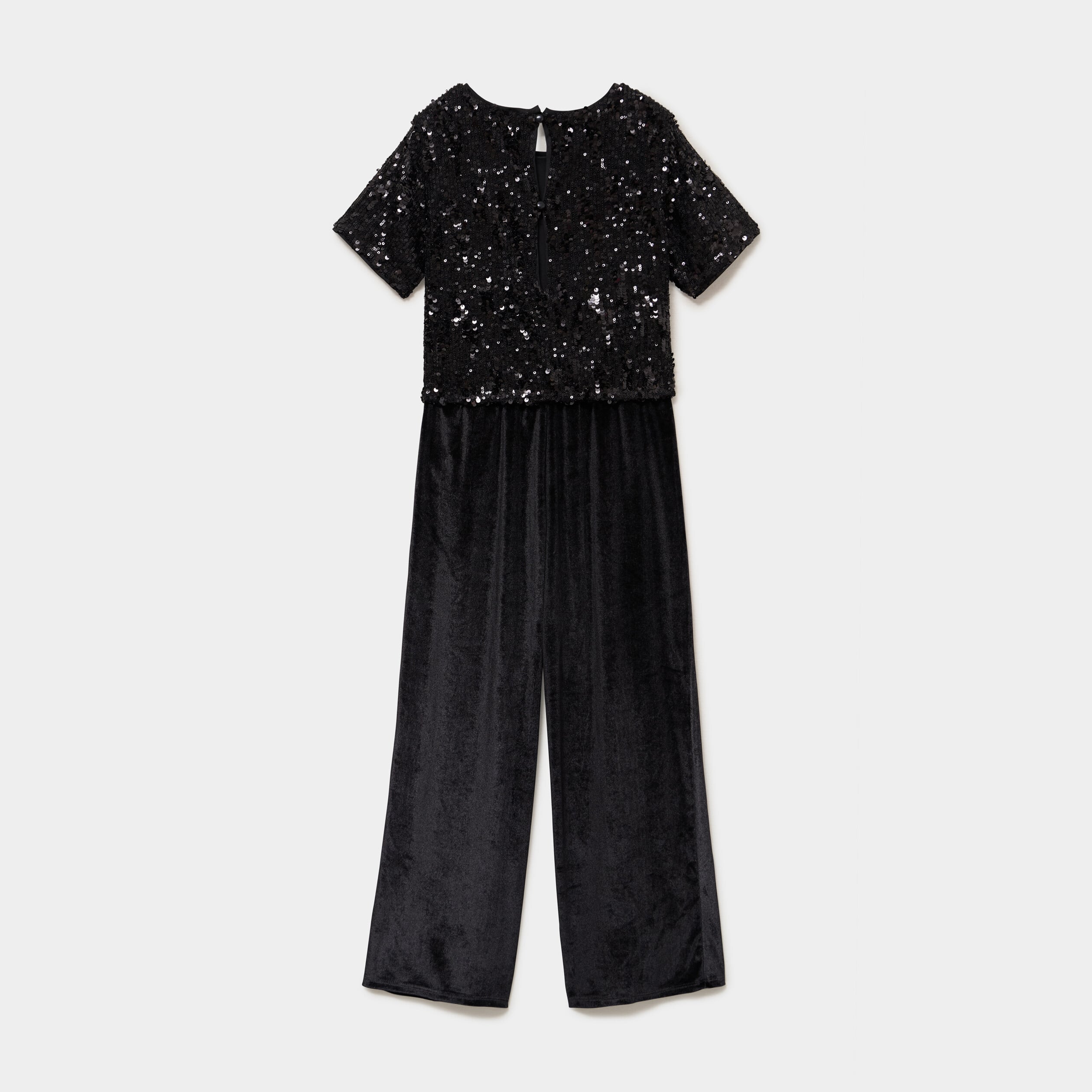 Combinaison pantalon &agrave; paillettes noir fille
