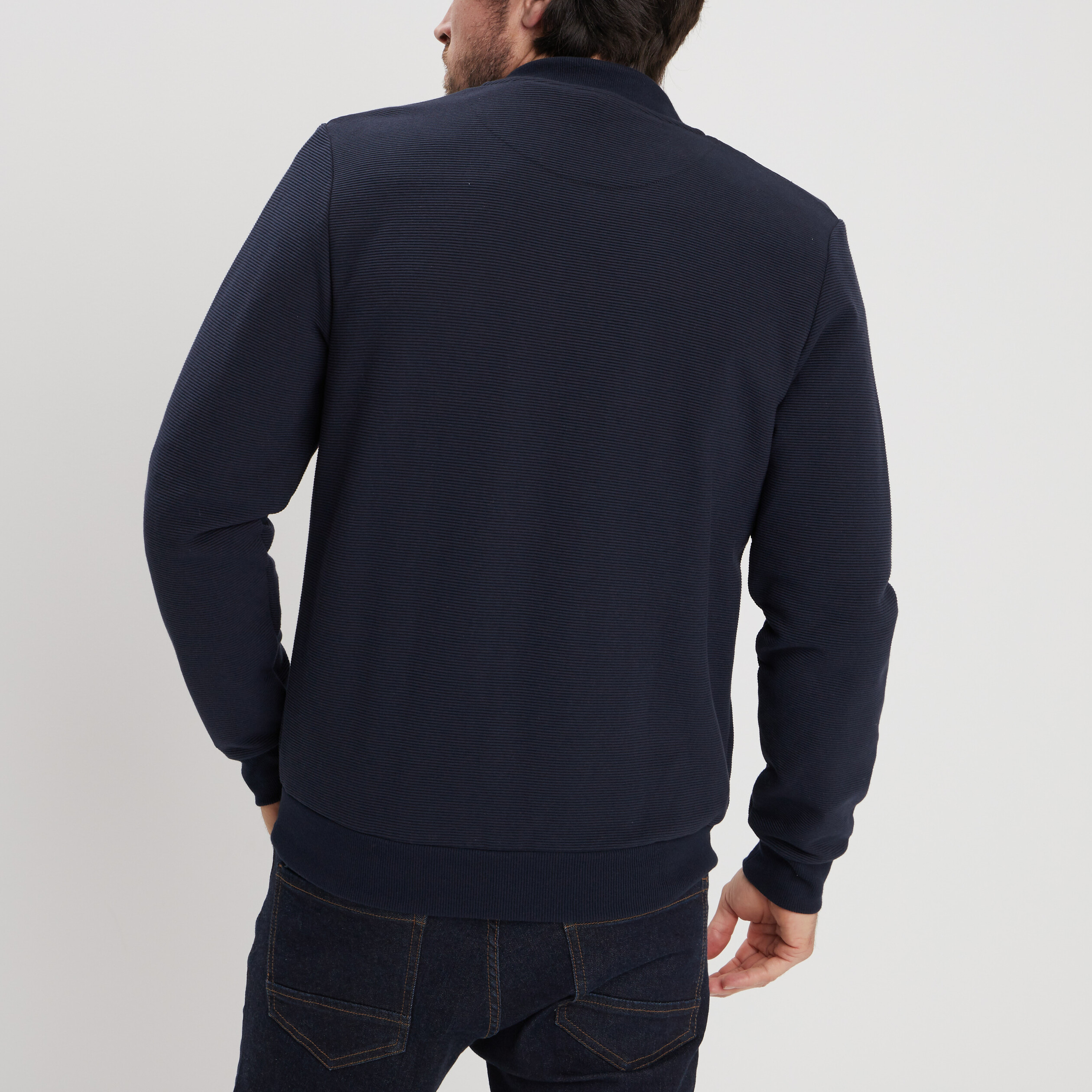 gilet manches longues zippe bleu marine homme Gilet manches longues zippé bleu marine homme