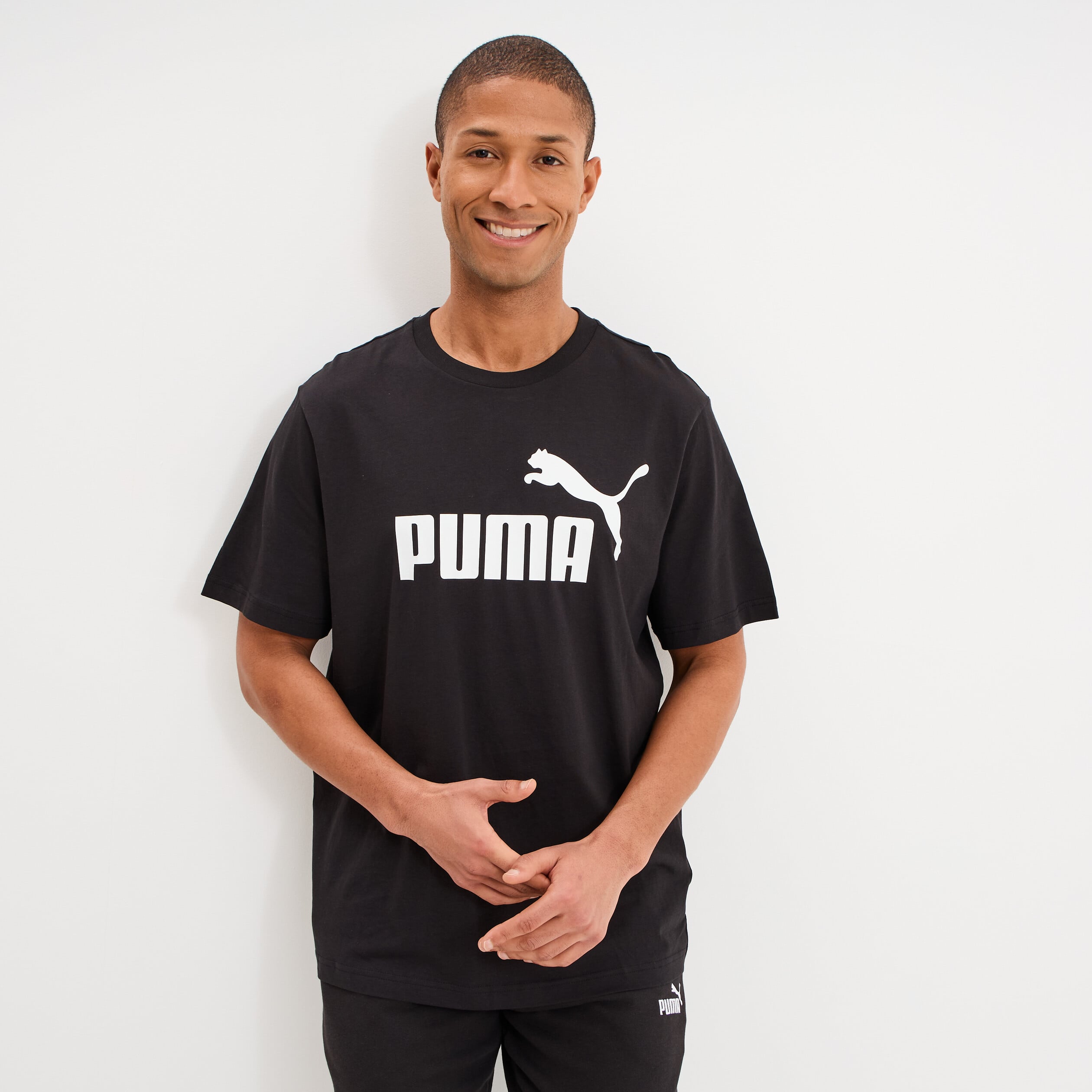 T-shirt droit manches courtes coton Puma noir homme