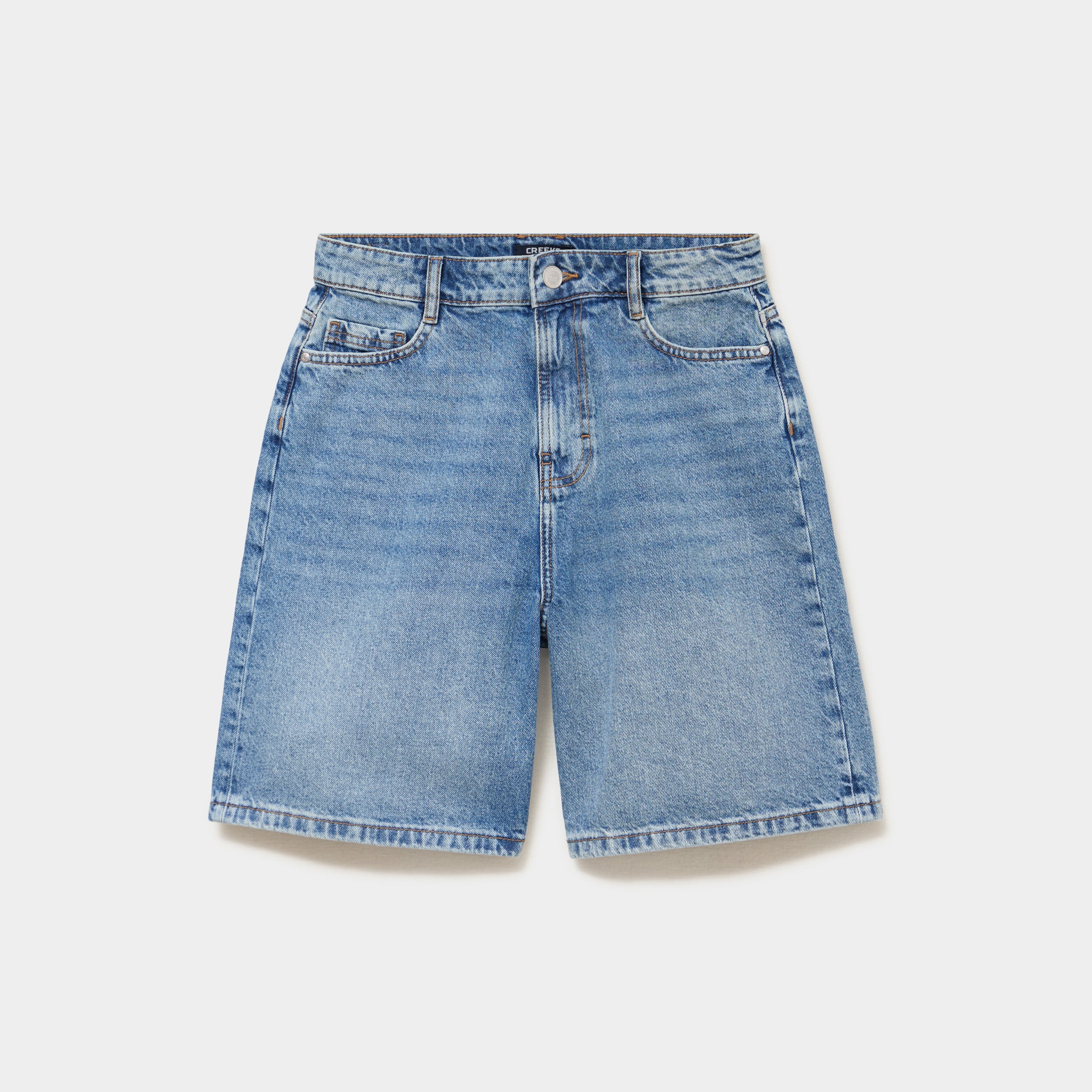 Bermuda short droit en jean coton denim double stone femme