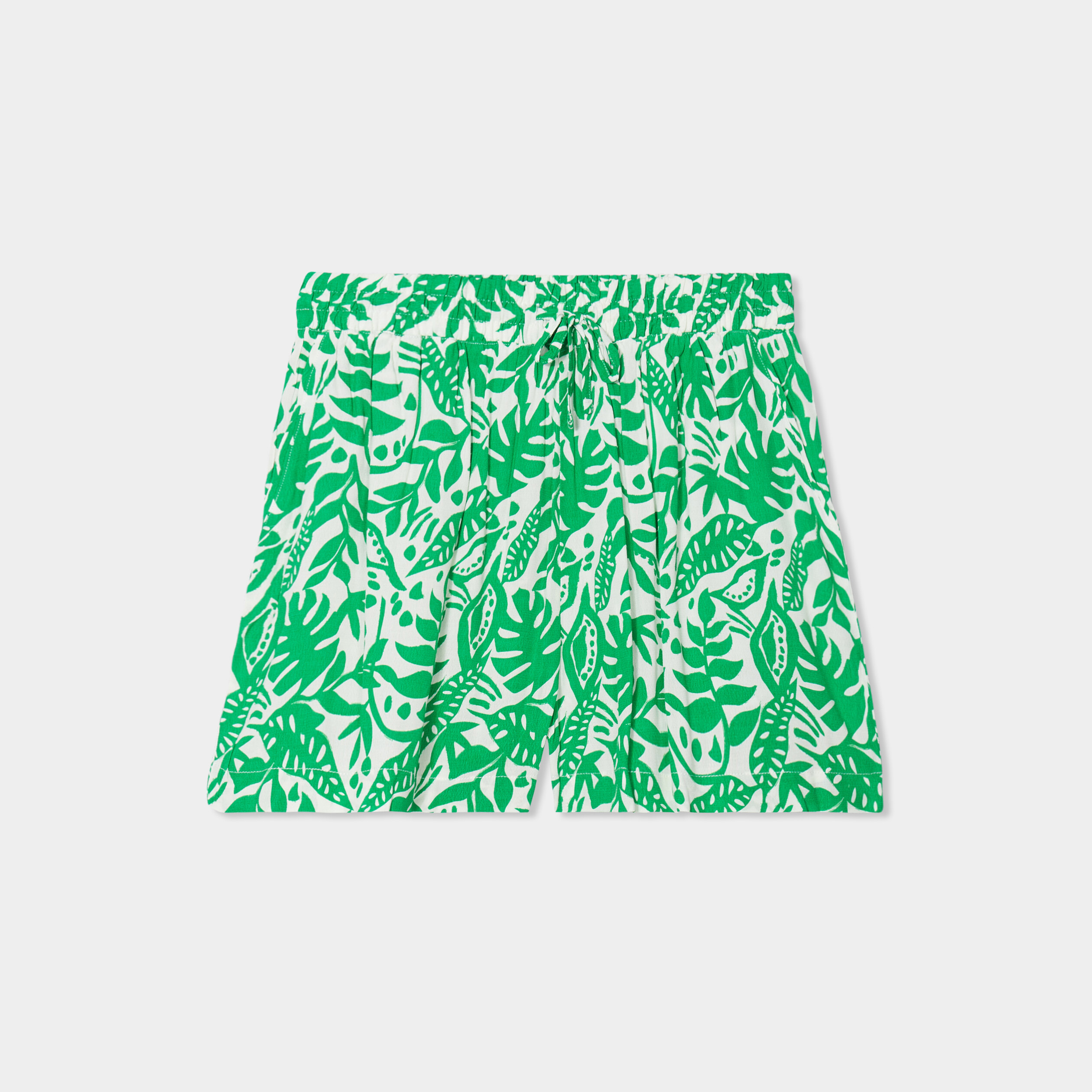 short fluide taille elastiquee vert femme Short fluide taille élastiquée vert femme