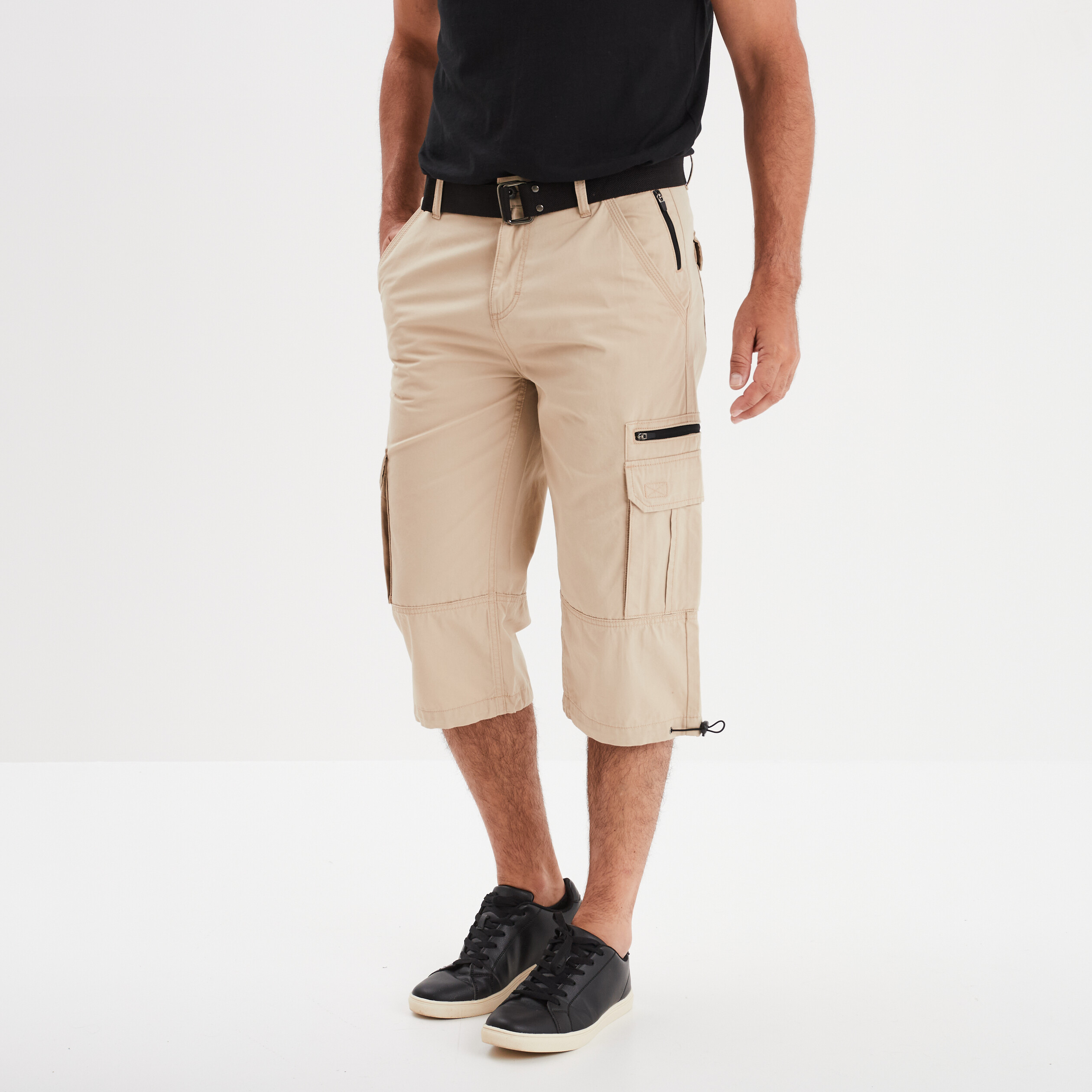 bermuda cargo ceinture trappeur beige homme Bermuda cargo ceinturé Trappeur beige homme