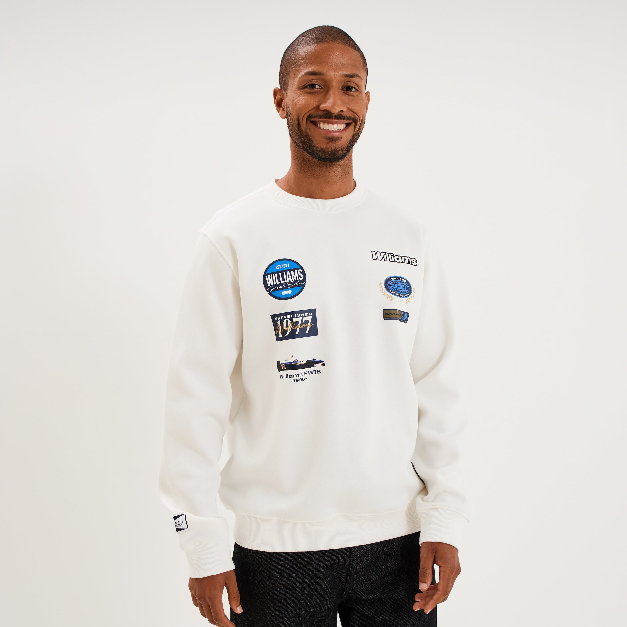Sweat relax col rond Williams F1 blanc homme