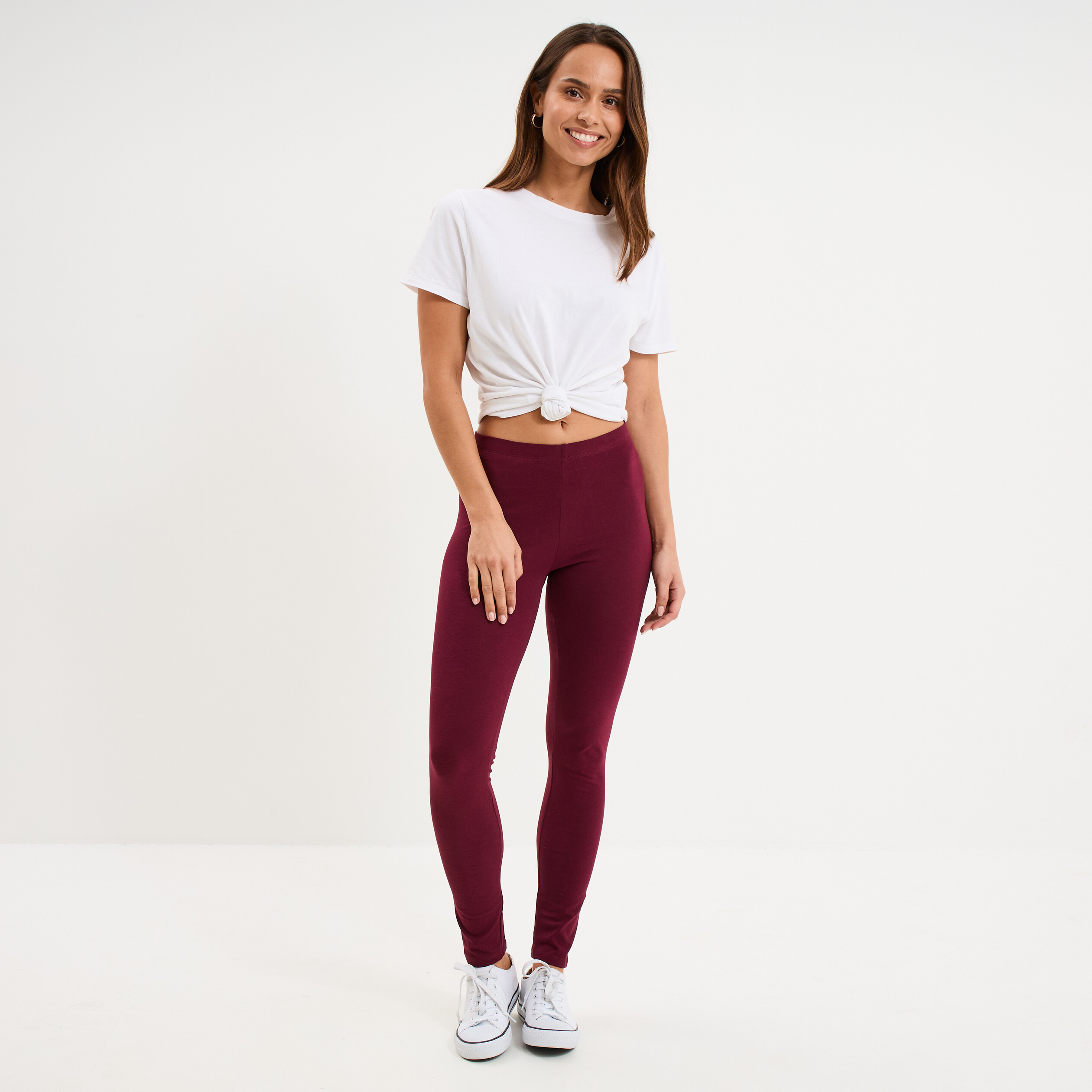 Legging taille haute bordeaux femme