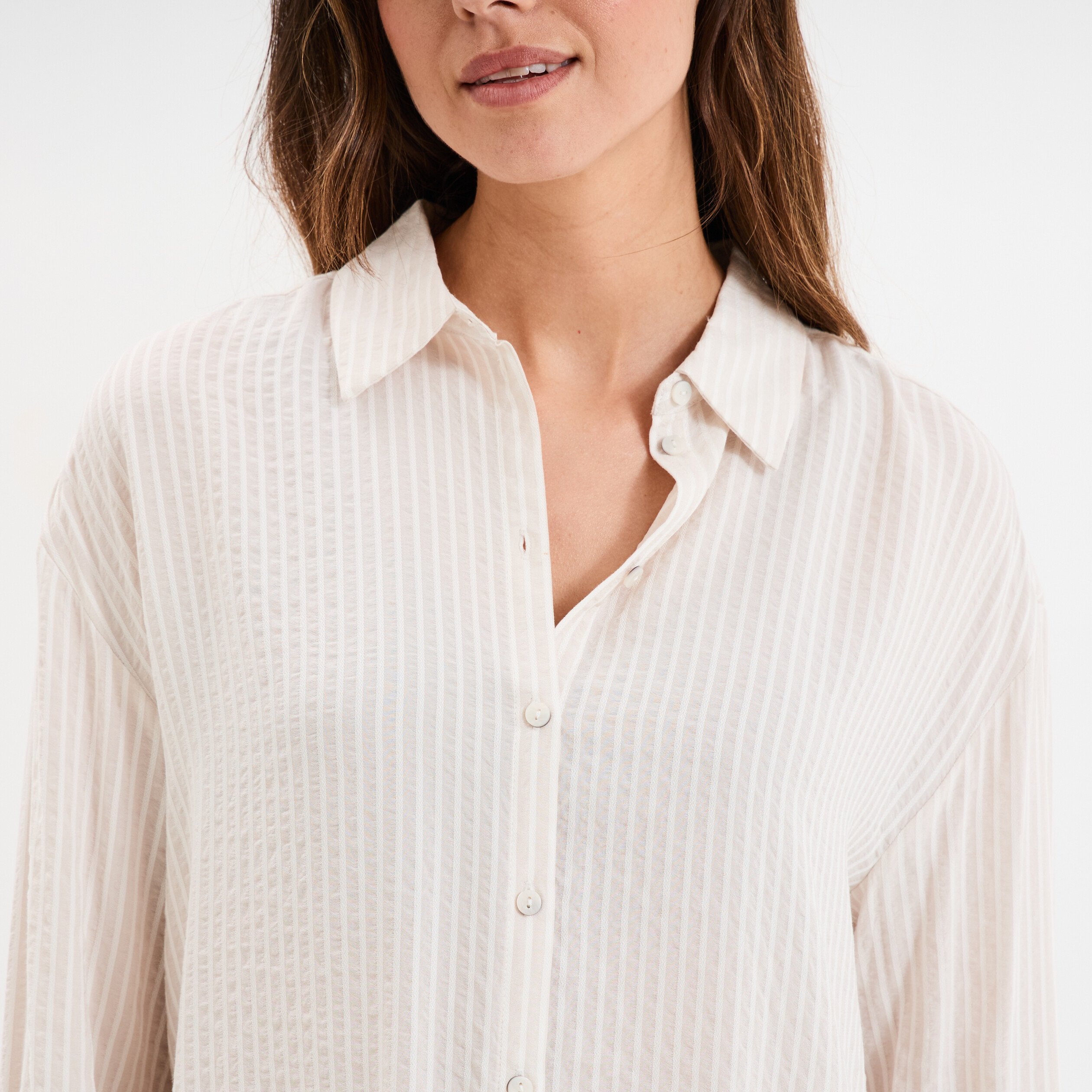 chemise manches longues beige femme Chemise manches longues beige femme