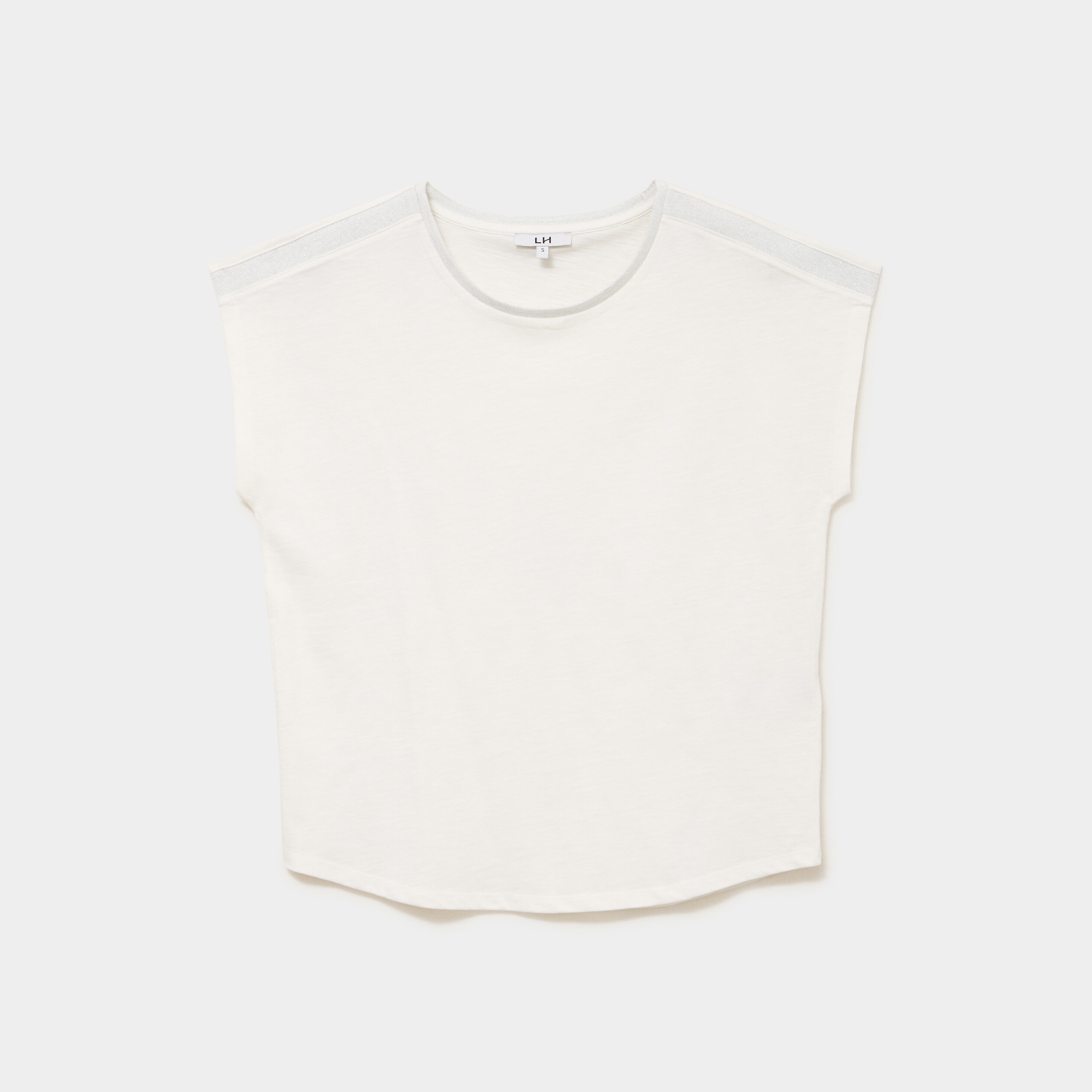 T-shirt col rond manches courtes blanc femme