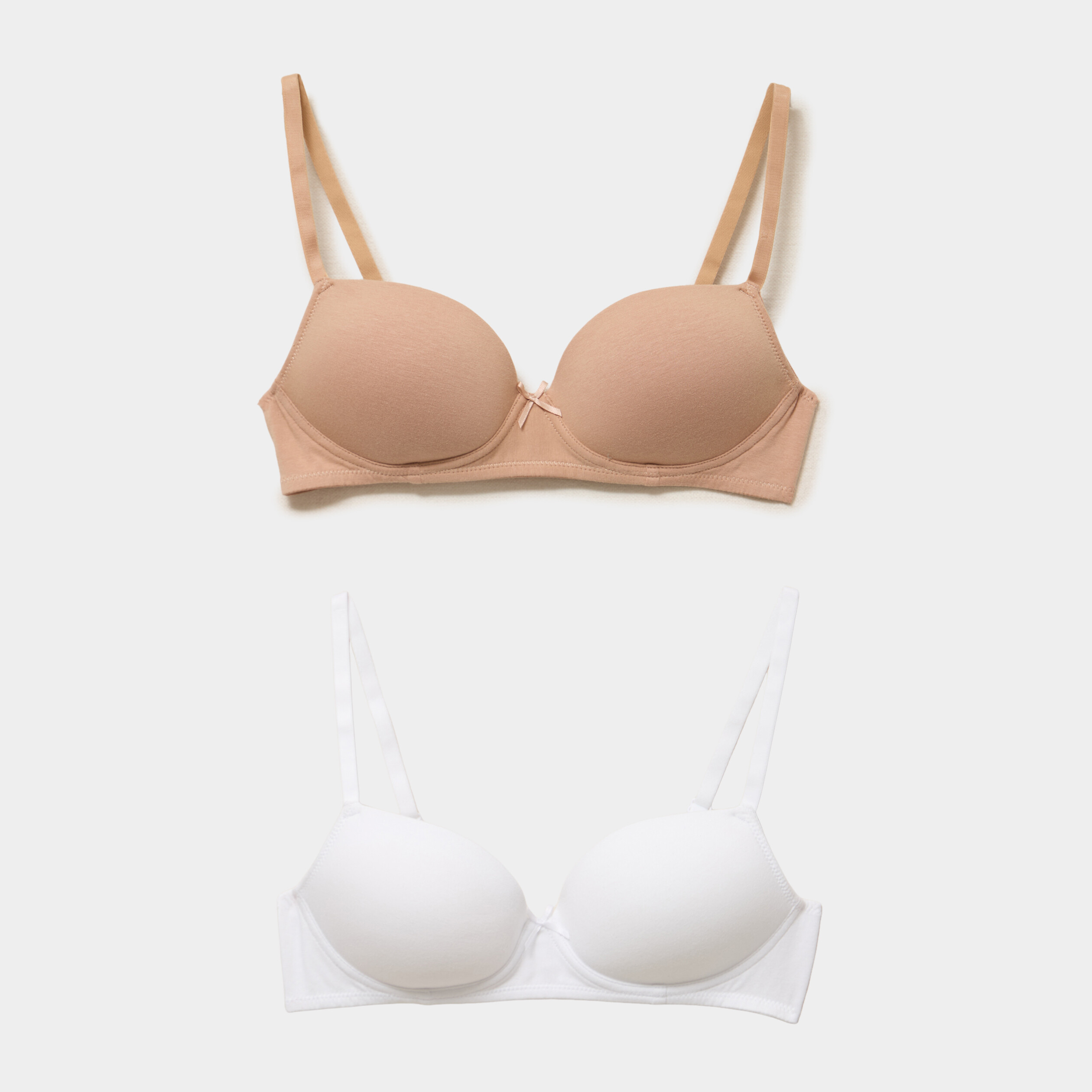 Lot 2 soutiens-gorge triangles padd&eacute;s beige femme