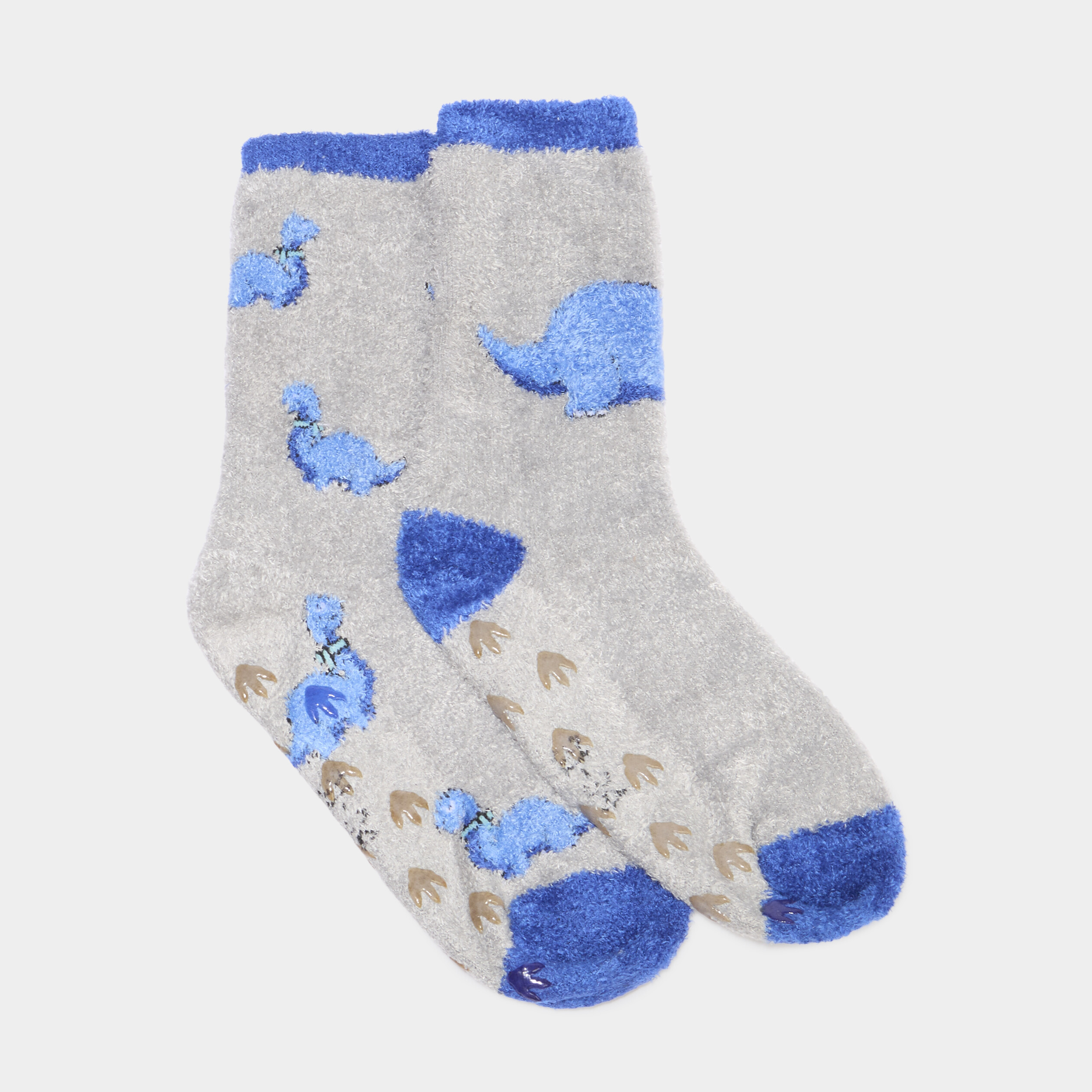 Lot 2 paires chaussettes d'int&eacute;rieur gris gar&ccedil;on