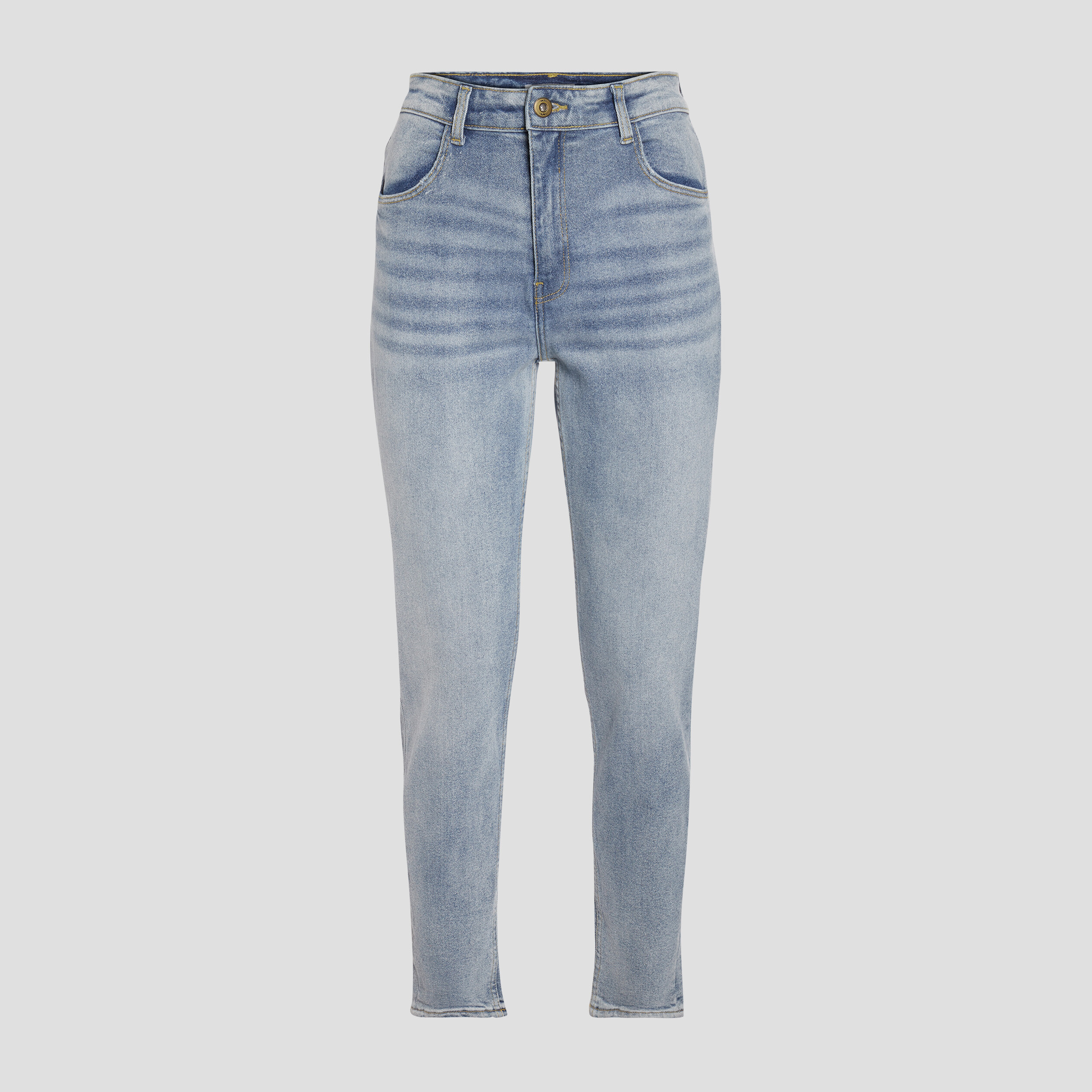 jeans mom taille haute a revers denim bleach femme Jeans mom taille haute à revers denim bleach femme