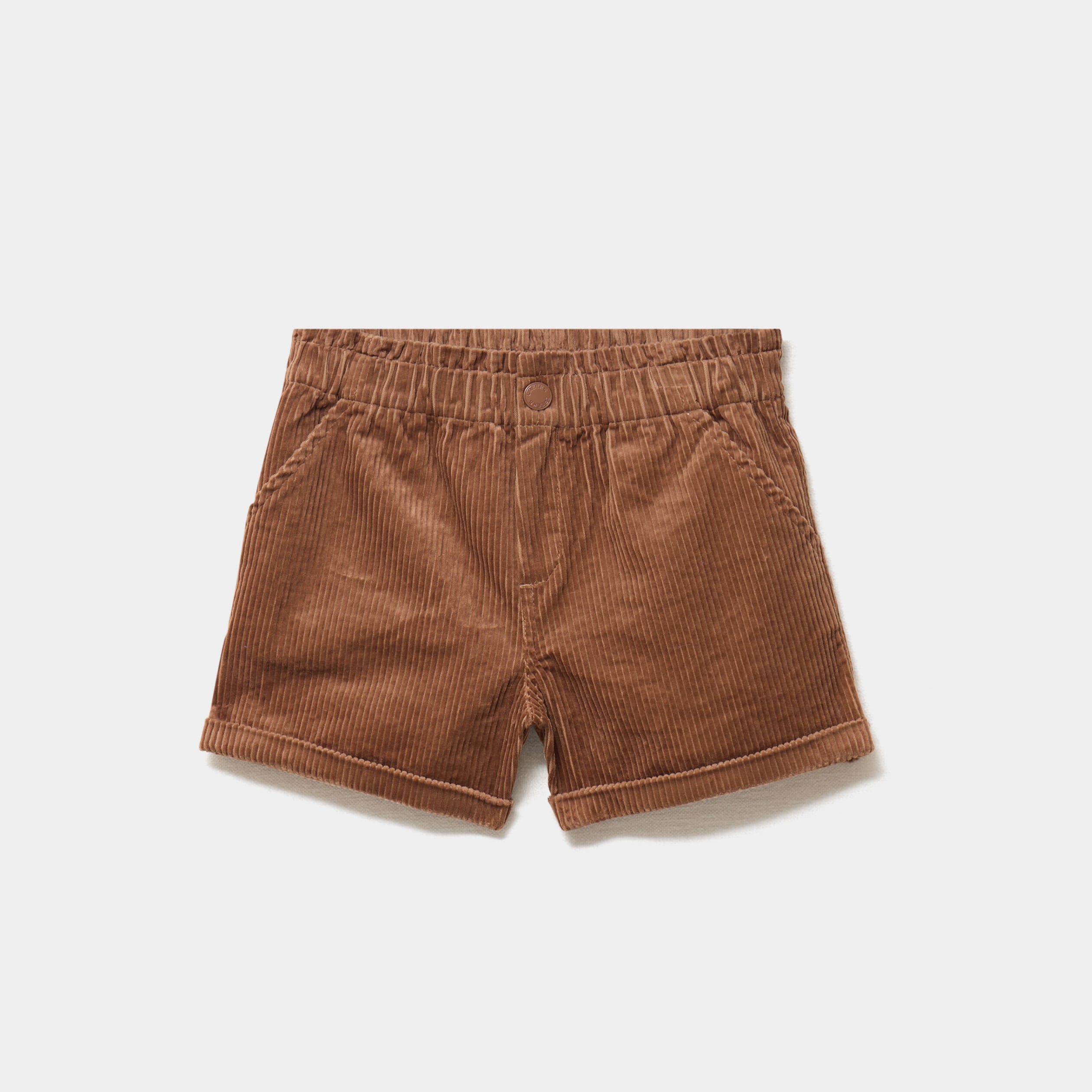 Short effet velours c&ocirc;tel&eacute; camel fille