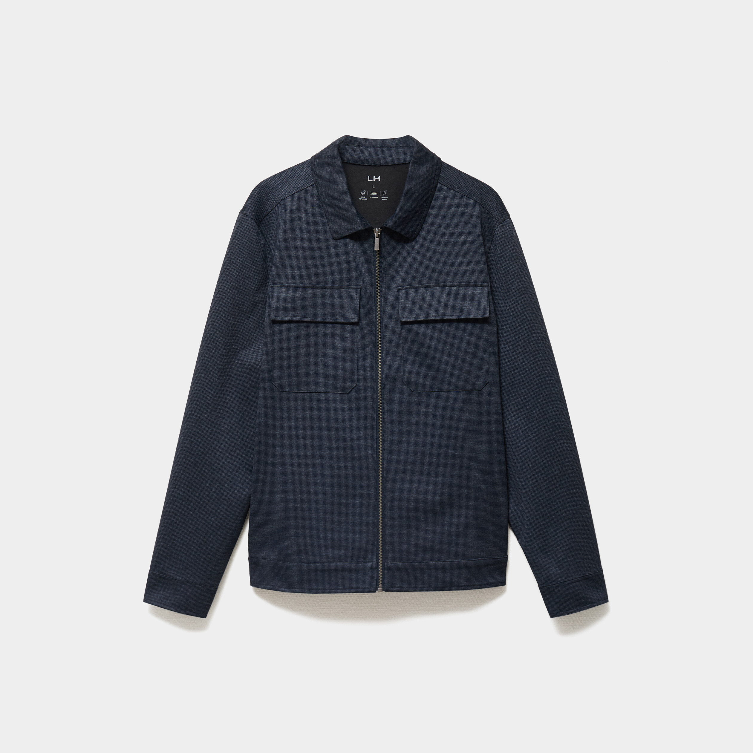 Surchemise zipp&eacute;e s&eacute;chage rapide bleu fonc&eacute; homme