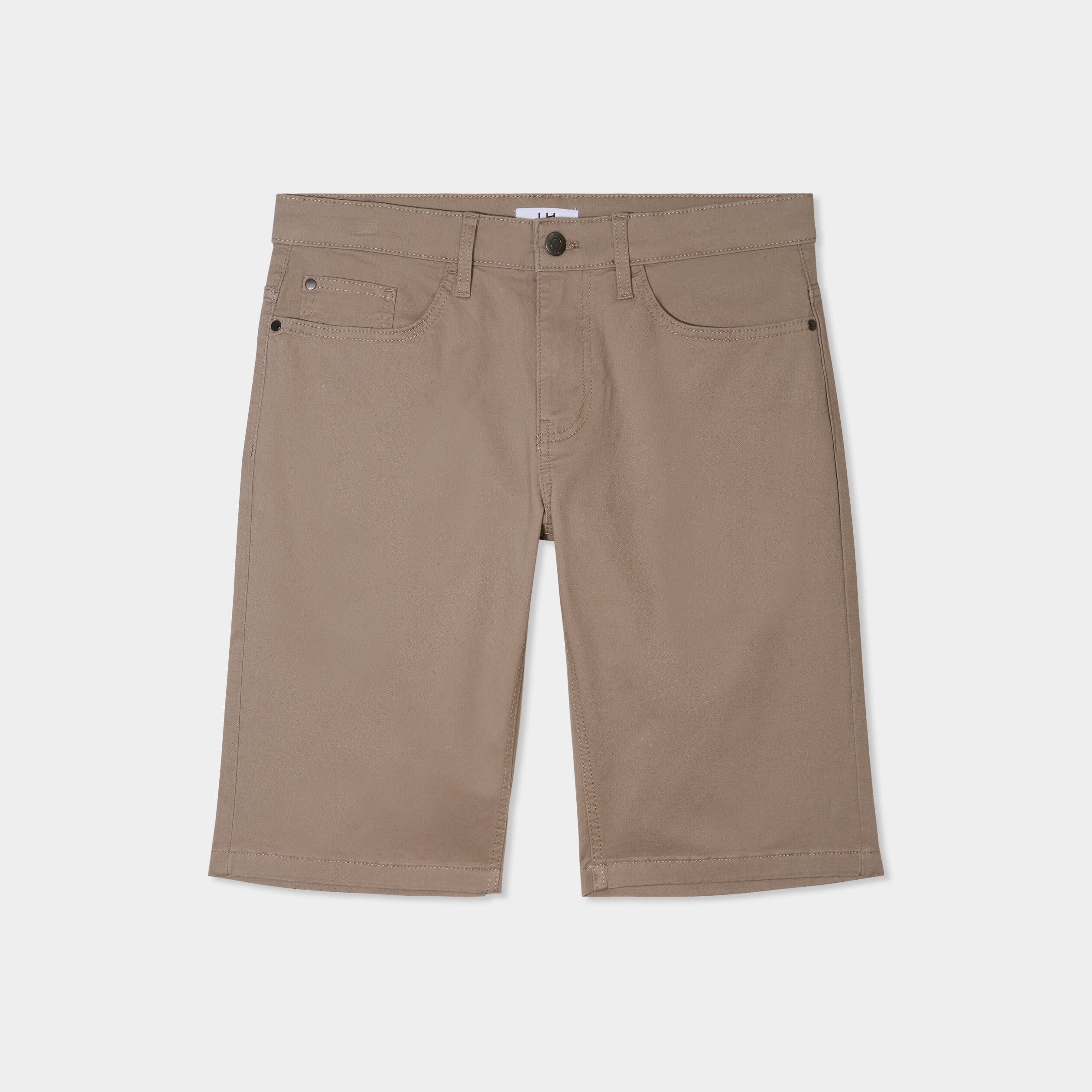 Bermuda droit stretch 5 poches coton taupe homme