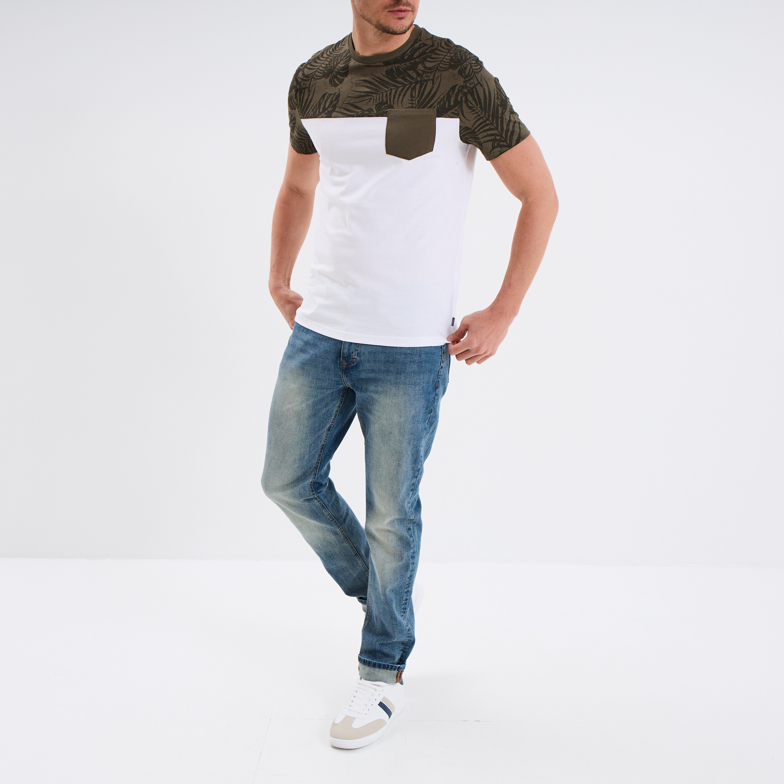 t shirt manches courtes 1 poche coton vert kaki homme T-shirt manches courtes 1 poche coton vert kaki homme