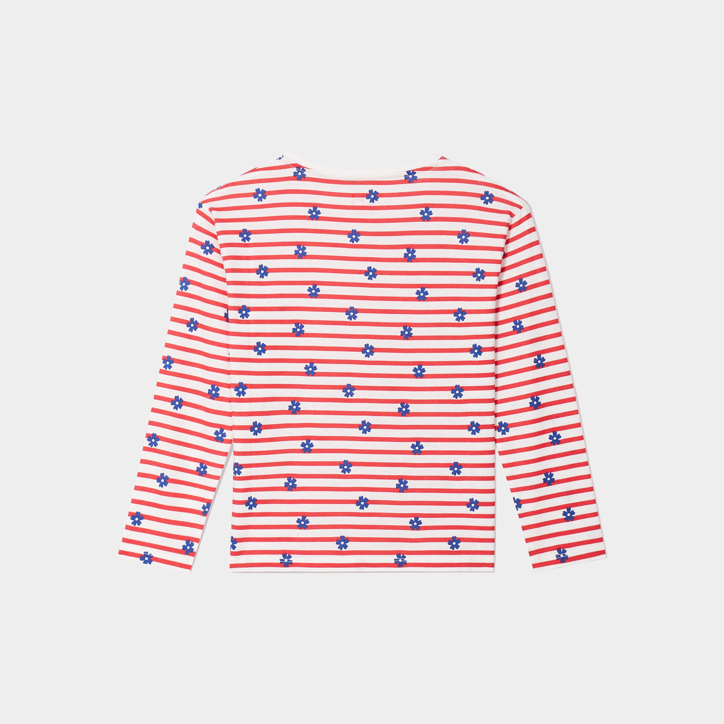 t shirt coton col rond manches longues rouge fonce fille T-shirt coton col rond manches longues rouge foncé fille