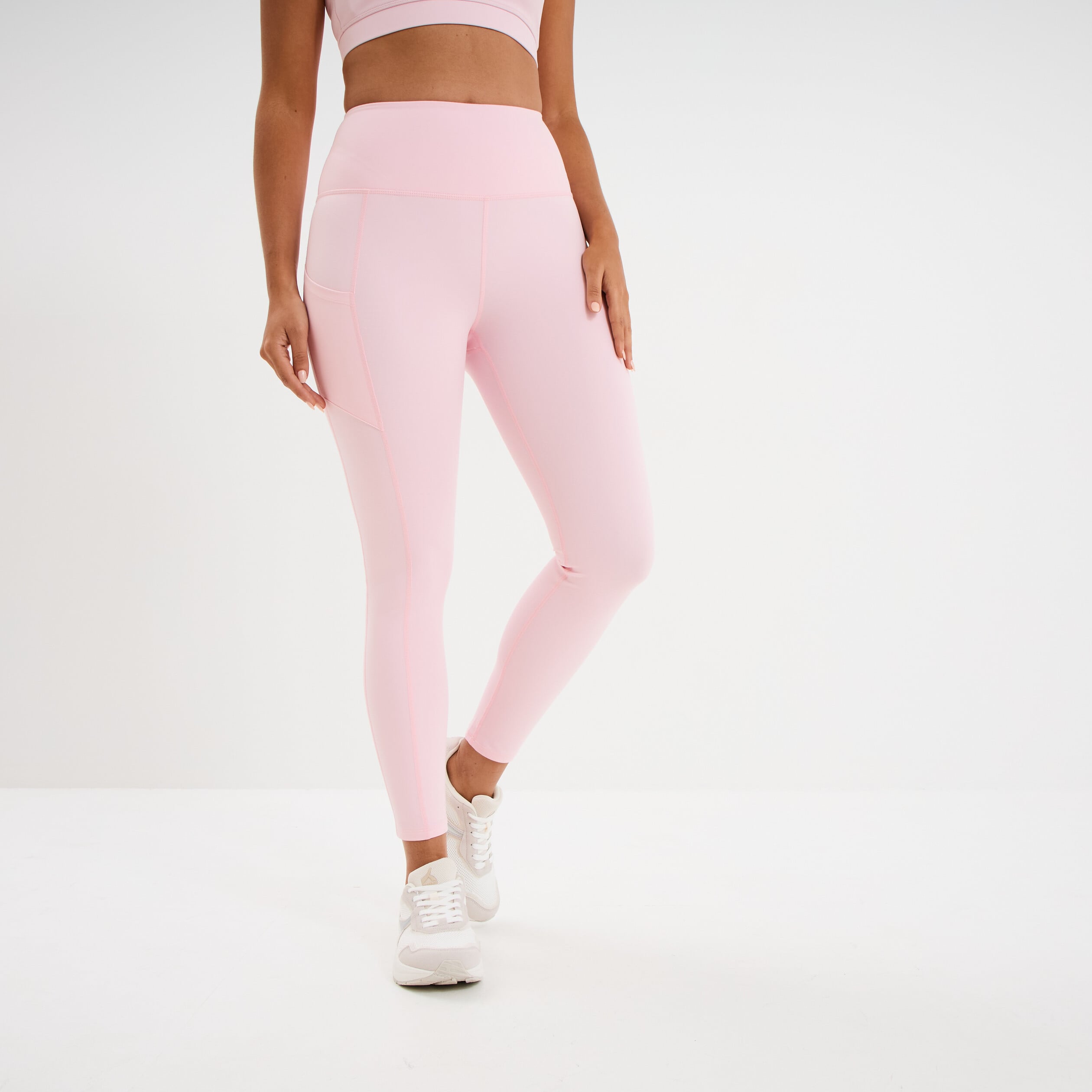 Legging de sport taille haute rose clair femme