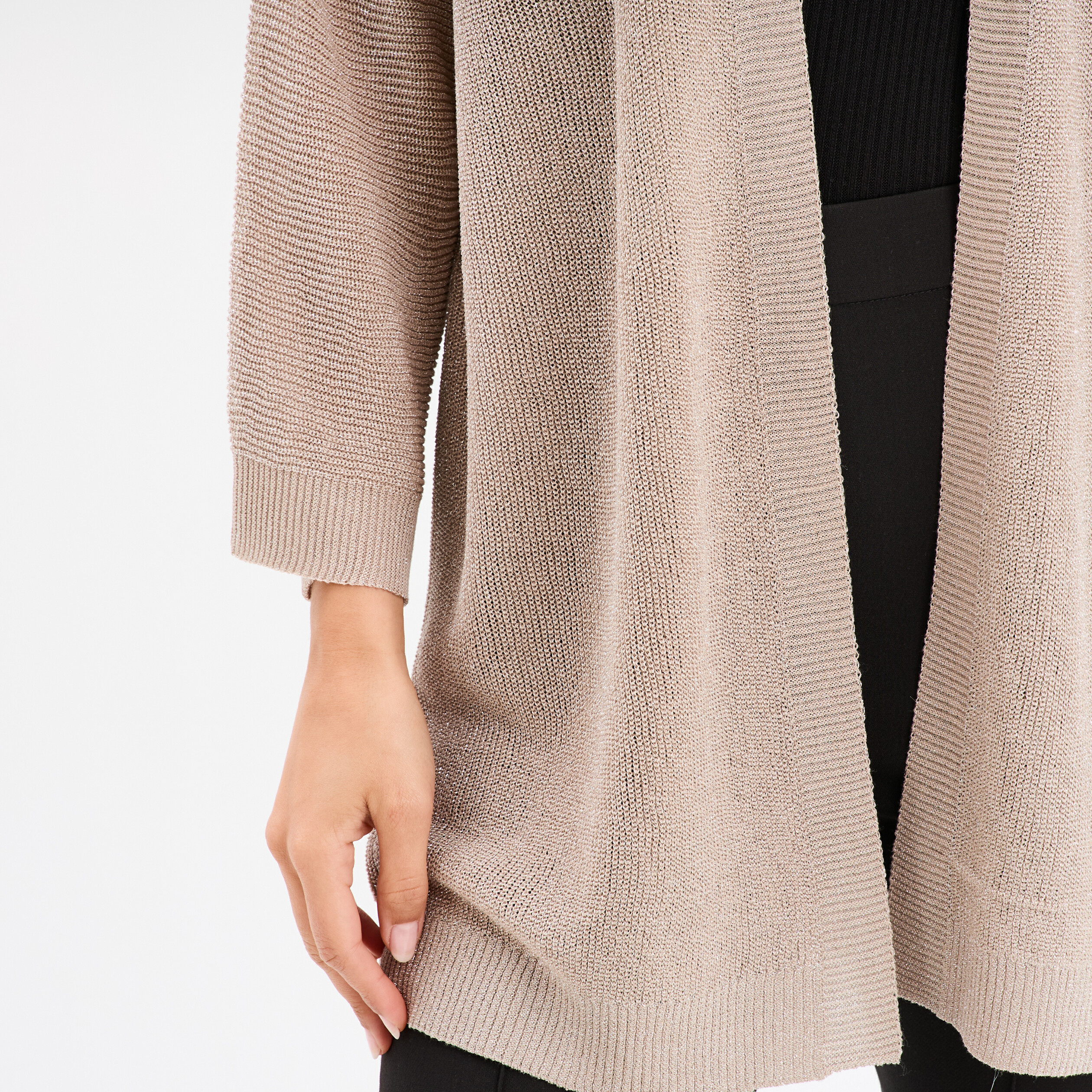 gilet chauve souris mi long beige femme Gilet chauve-souris mi-long beige femme