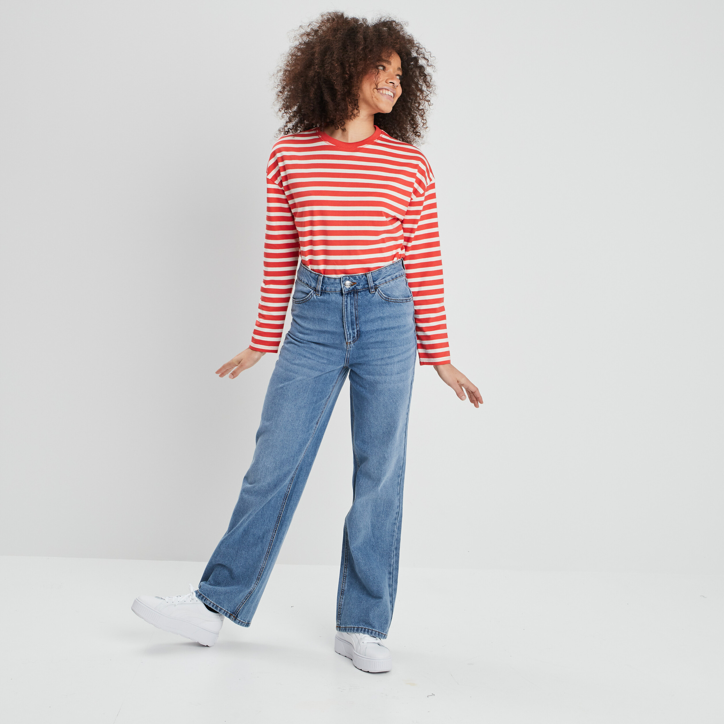 t shirt mariniere manches longues creeks rouge femme T-shirt marinière manches longues Creeks rouge femme