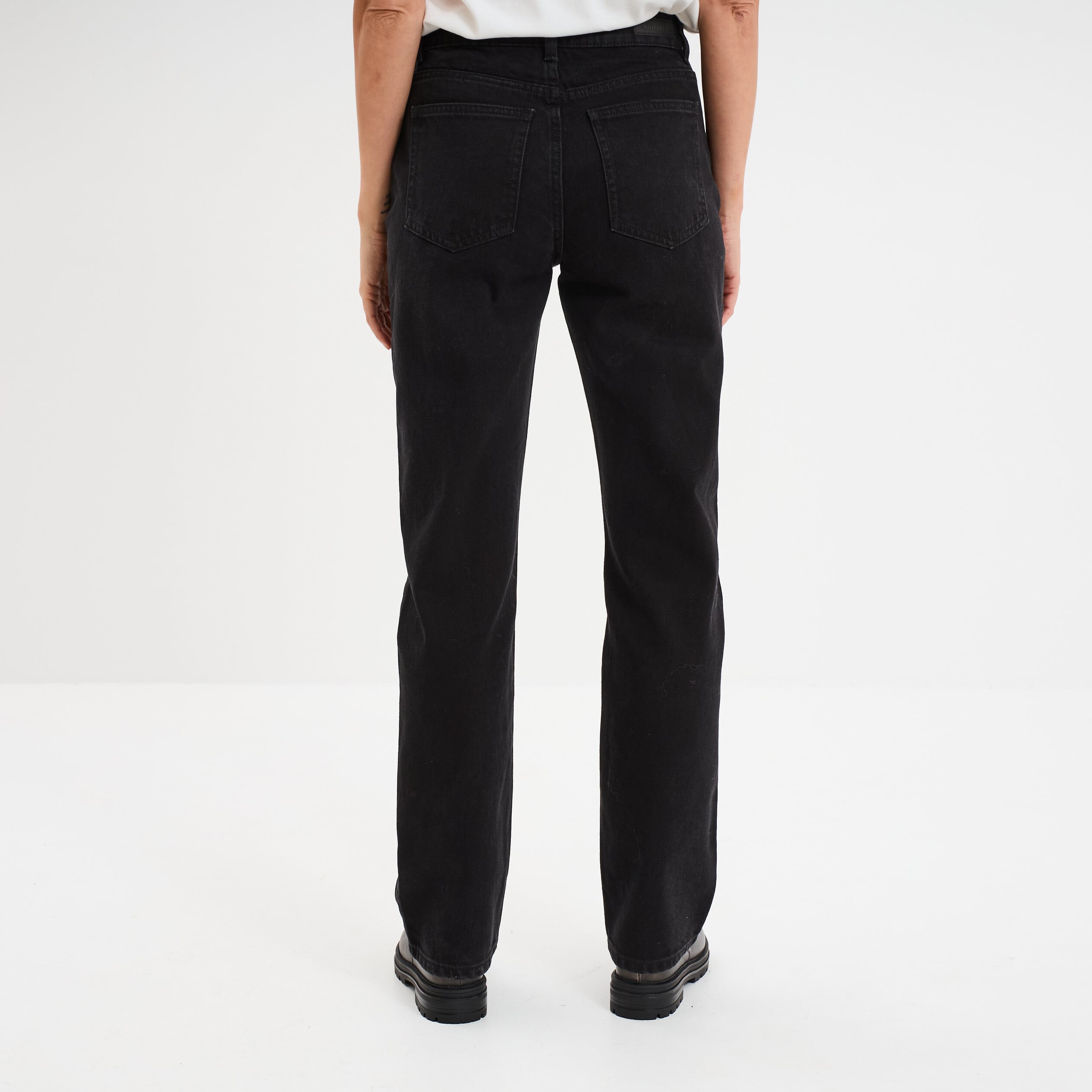 Jeans droit 5 poches coton denim noir femme