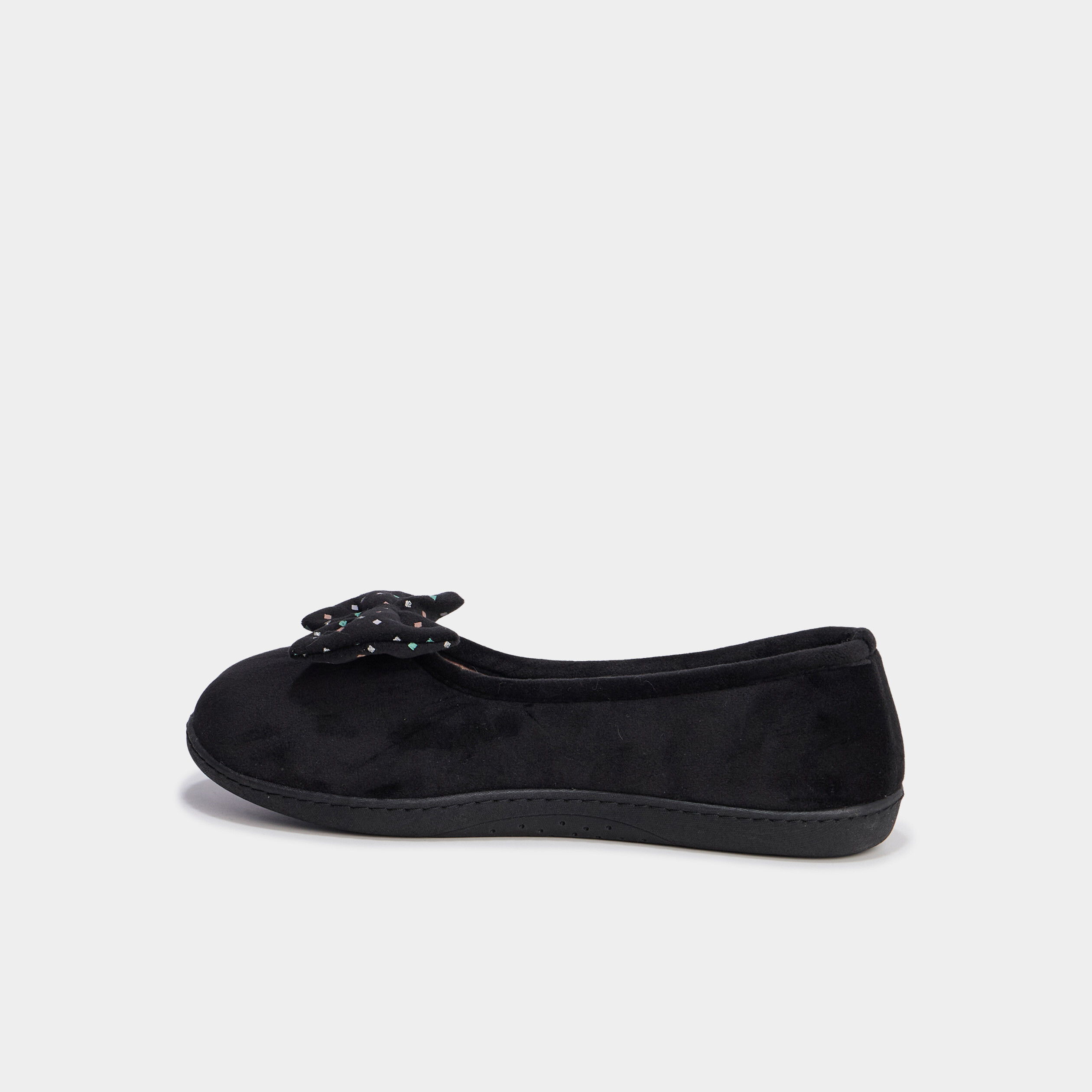 Chaussons ballerines effet velours vert anis femme