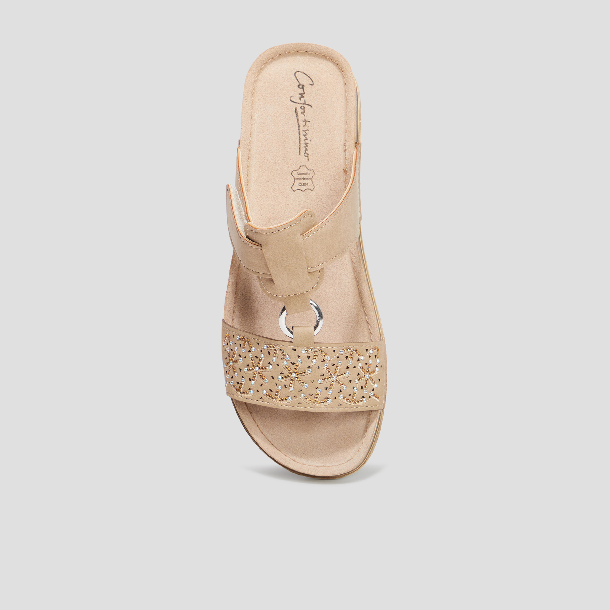 mules compensees en cuir confortissimo sable femme Mules compensées en cuir Confortissimo sable femme
