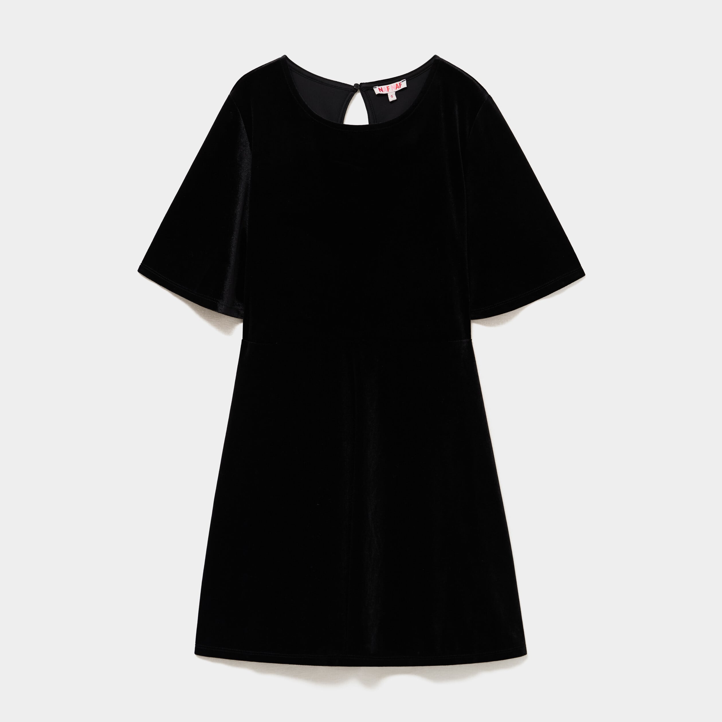 Robe courte en velours manches courtes noir femme