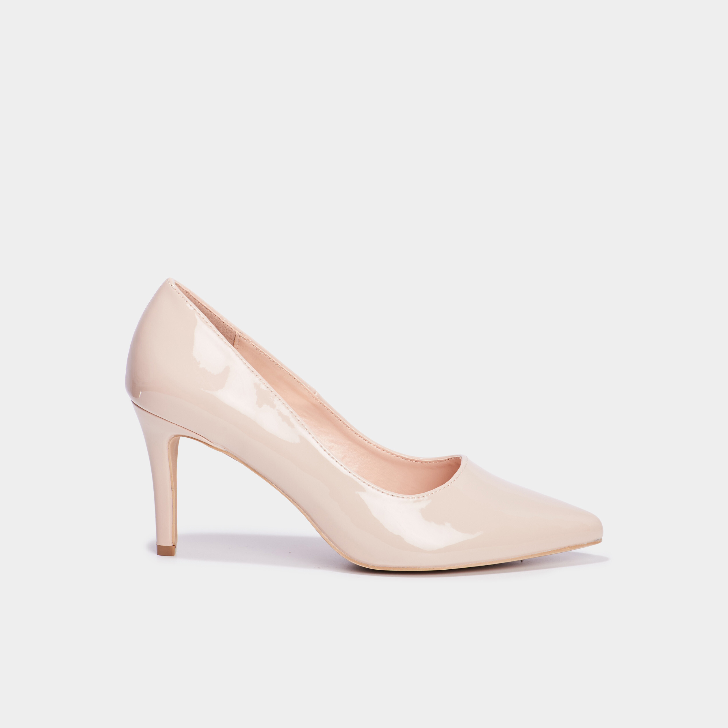 Escarpins vernis &agrave; talons beige femme