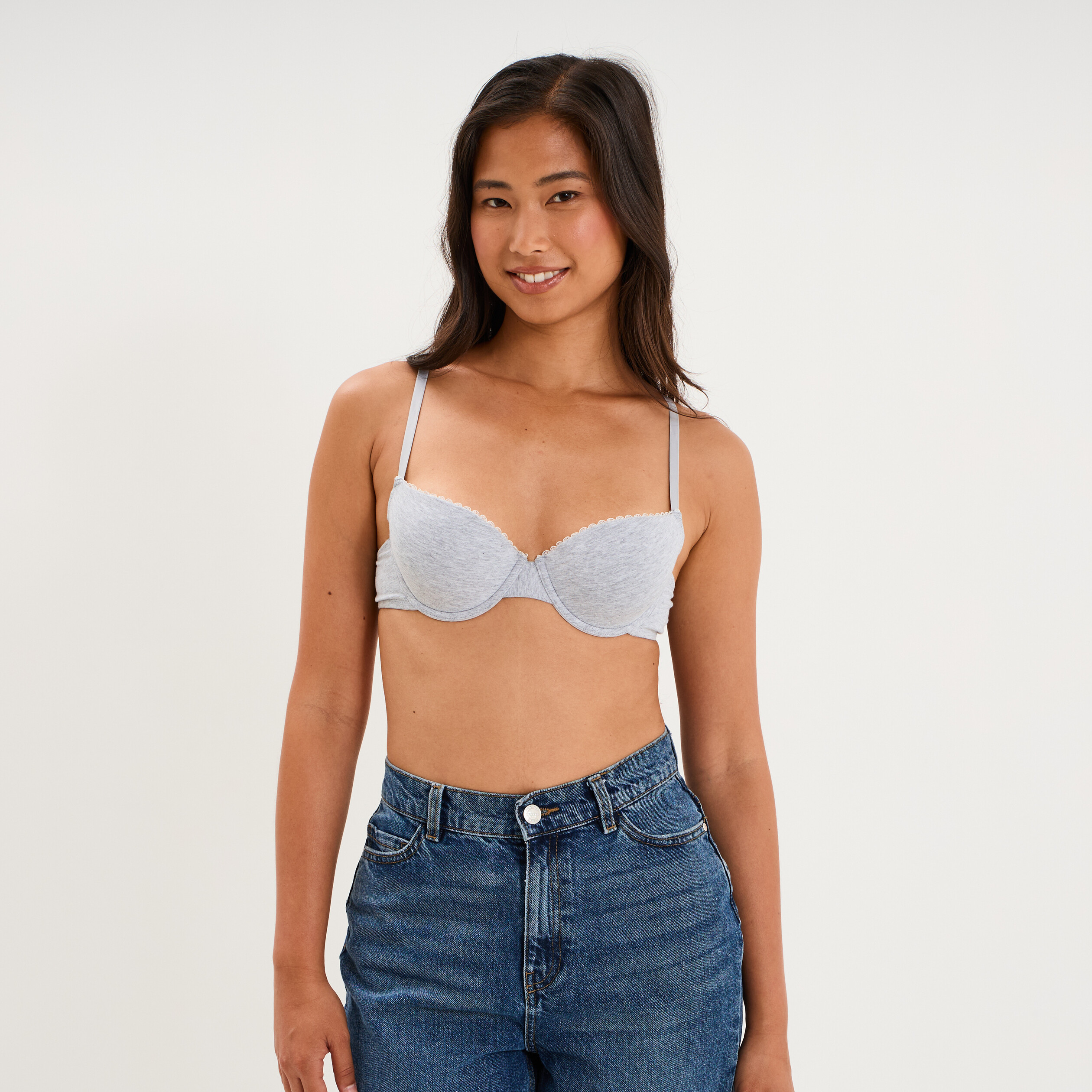 Soutien-gorge padd&eacute; embo&icirc;tant gris clair femme