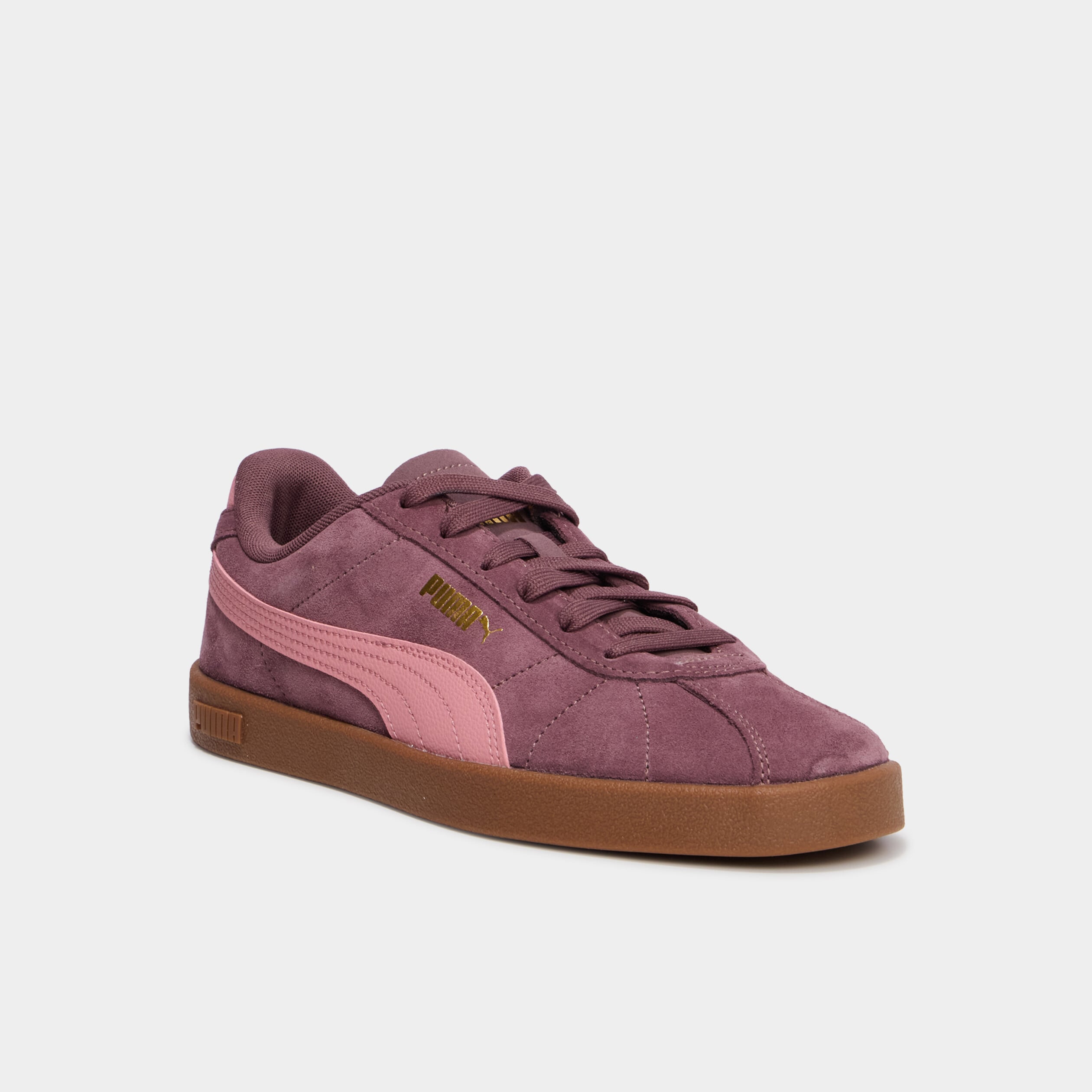baskets &agrave; lacets en cuir Puma Club II bordeaux femme