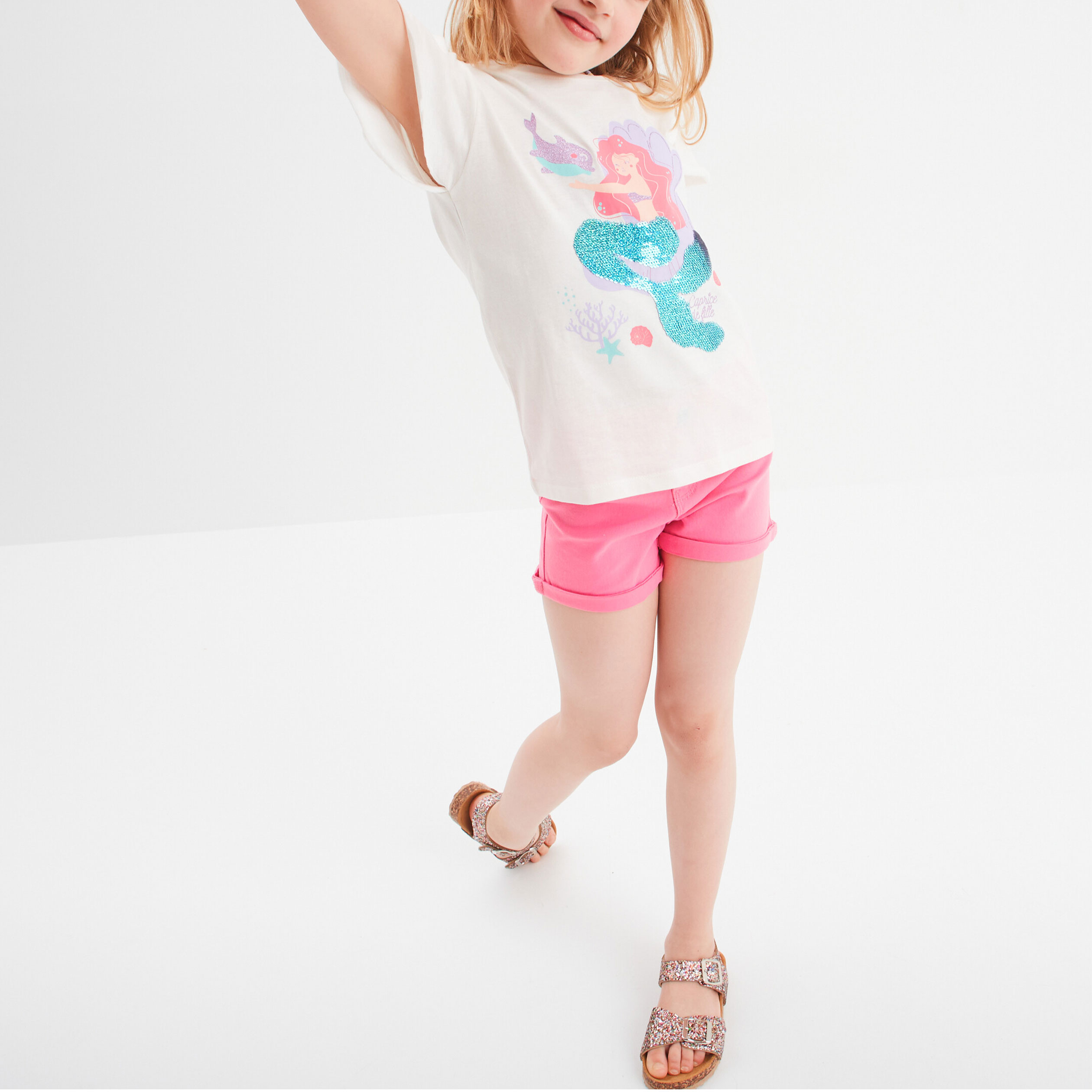 t shirt sequins et paillettes ivoire fille T-shirt sequins et paillettes ivoire fille