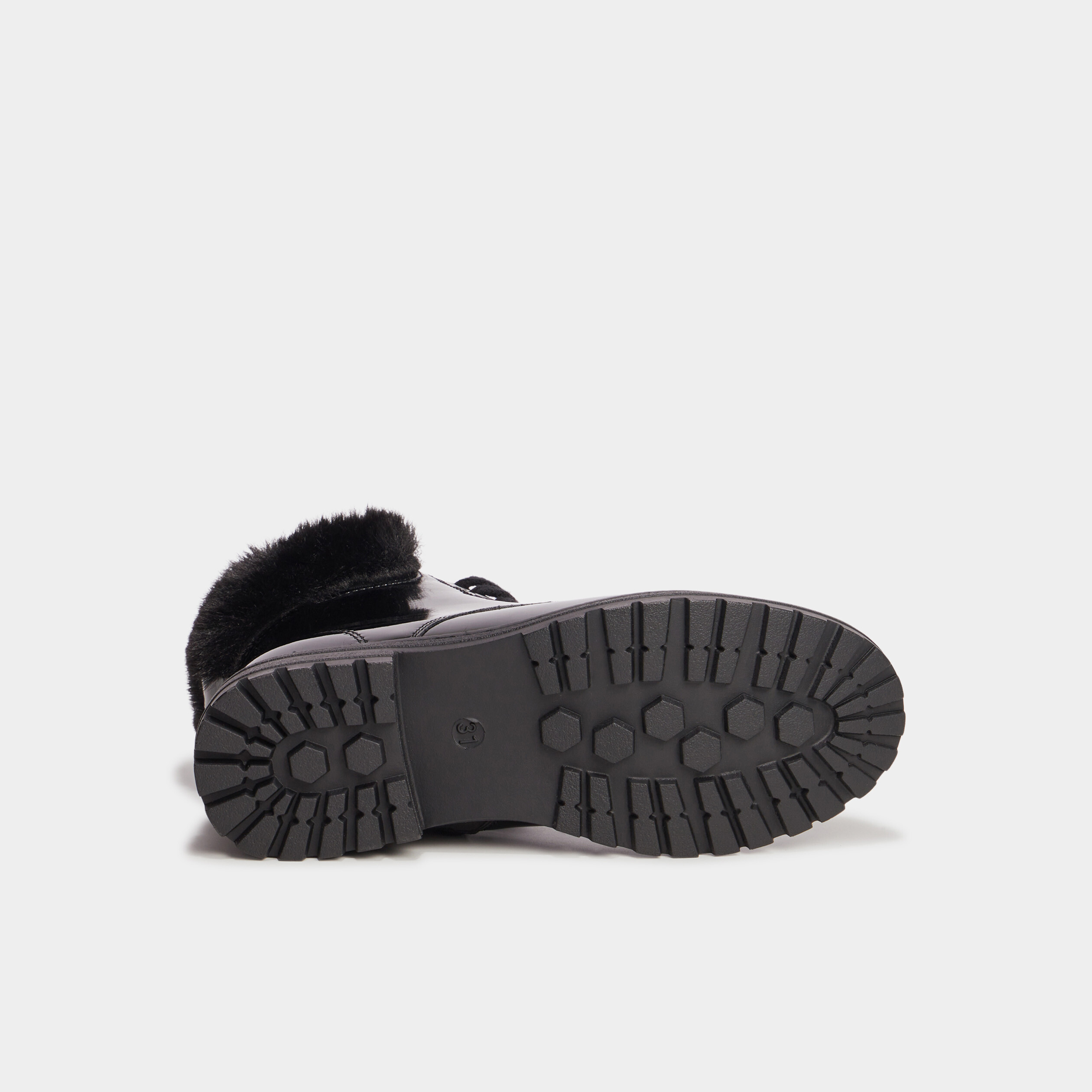 Bottines vernies bords fausse fourrure noir fille