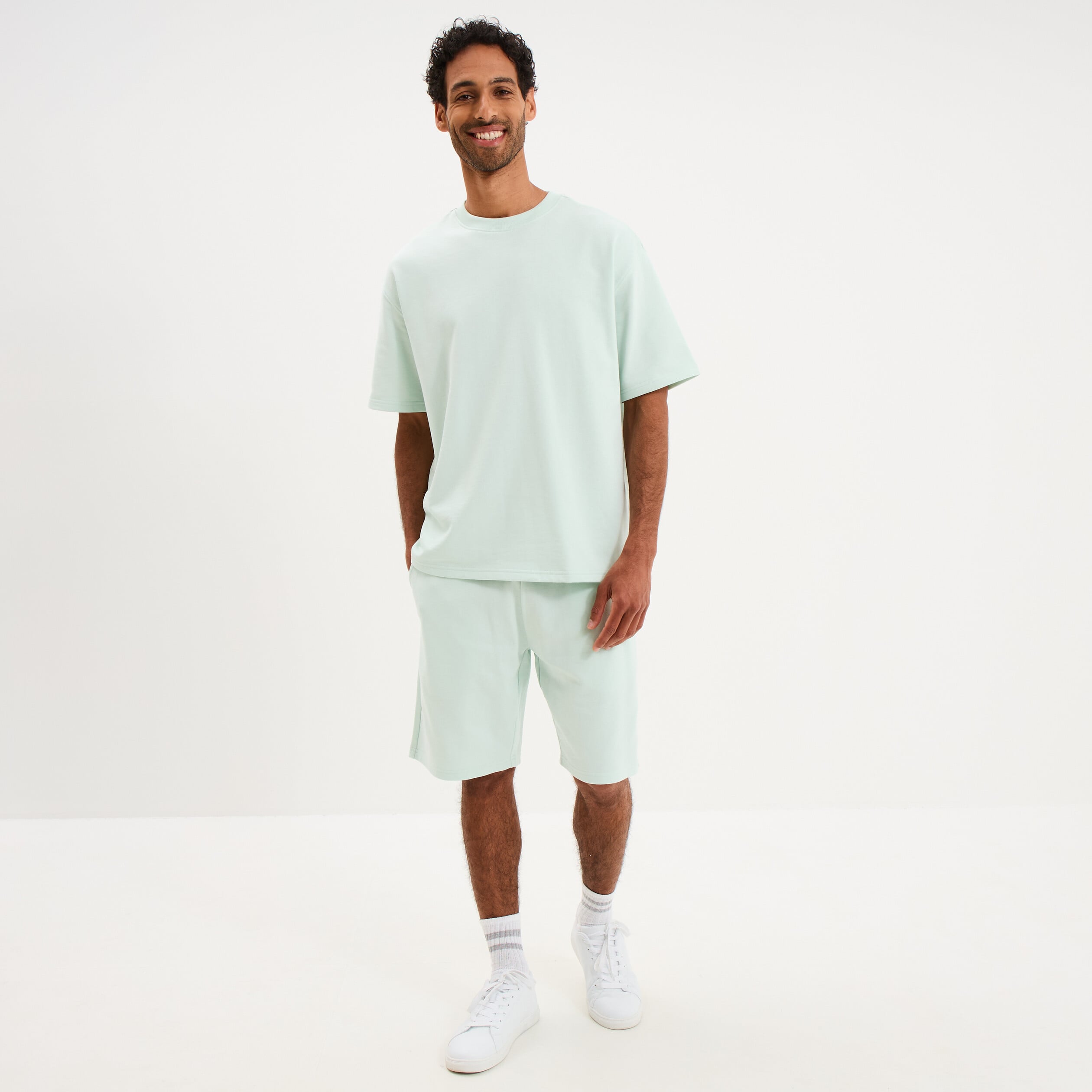 Short de jogging taille &eacute;lastiqu&eacute;e l&eacute;ger vert clair homme