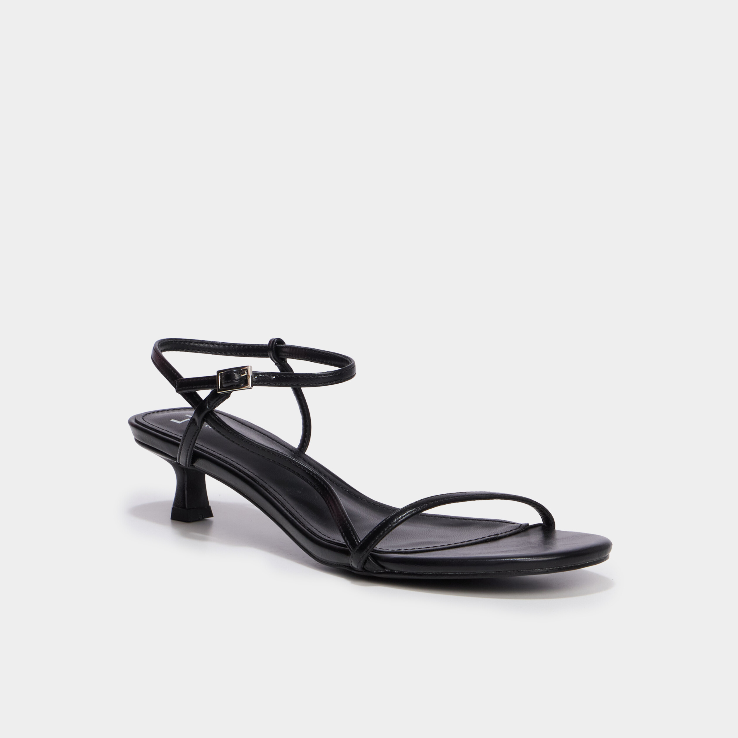 Sandales &agrave; talons kitten heels noir femme