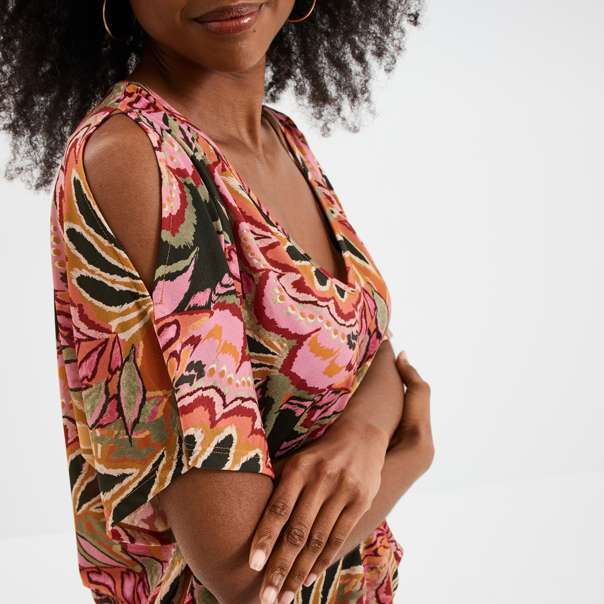 T-shirt manches courtes amples multicolore femme