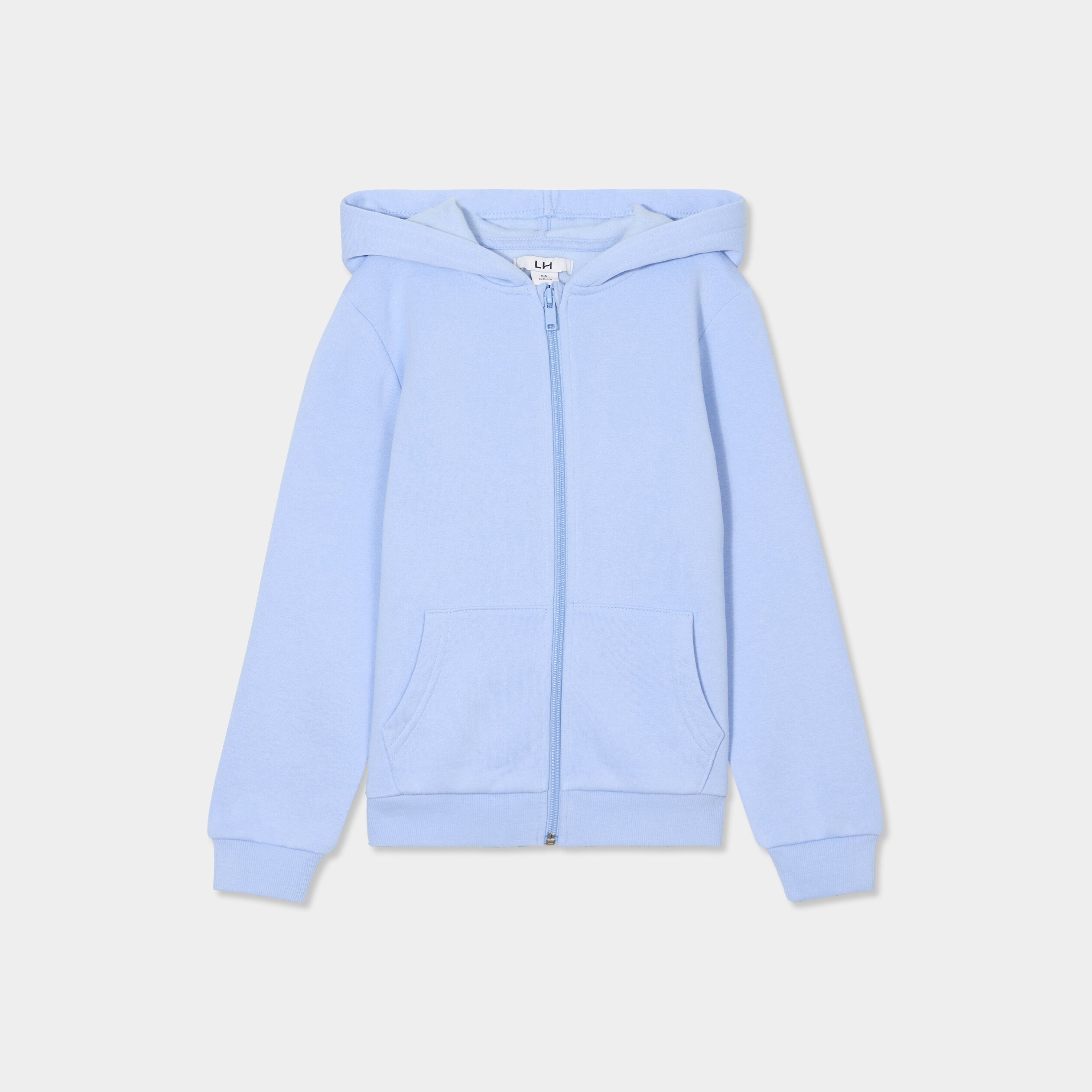 Sweat à capuche zippé bleu clair fille