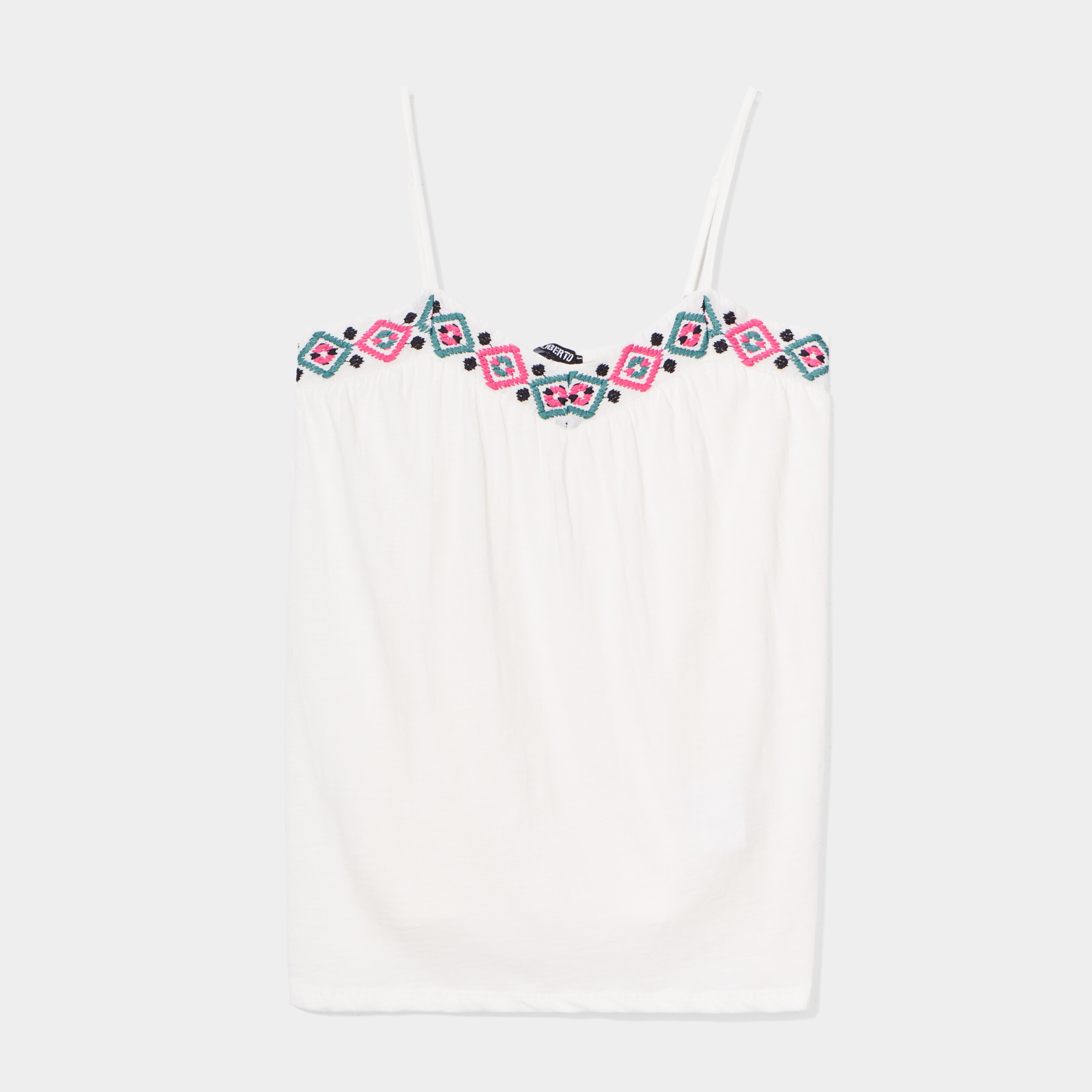 D&eacute;bardeur encolure brod&eacute;e coton Liberto blanc femme
